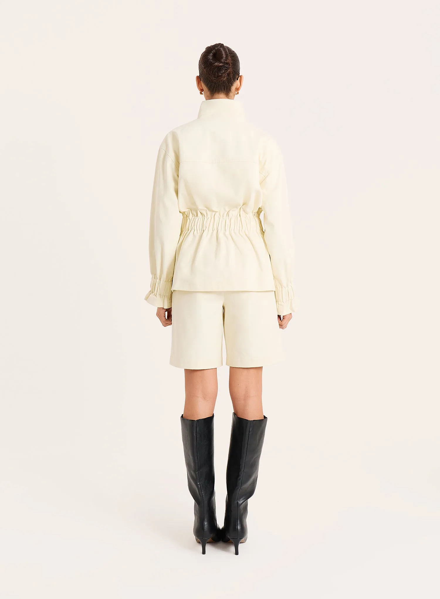Cream Funnel Neck Cinched Waist Jacket sold by 4th and Reckless product image thumbnail 5