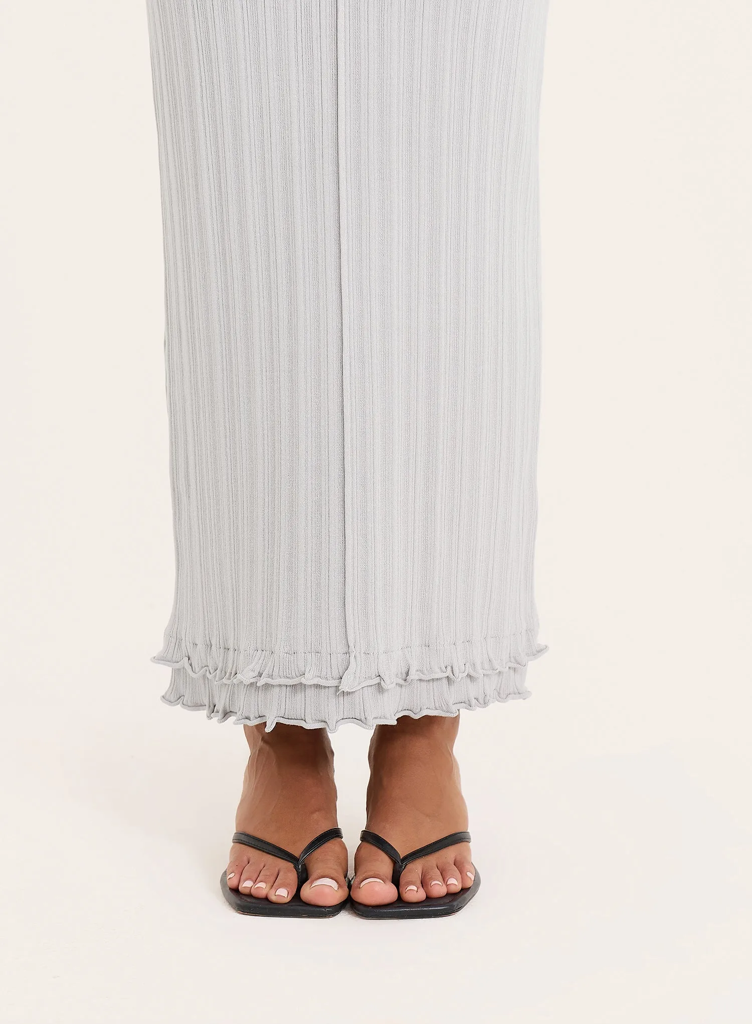 Grey Knitted Ribbed Maxi Dress sold by 4th and Reckless product image thumbnail 4