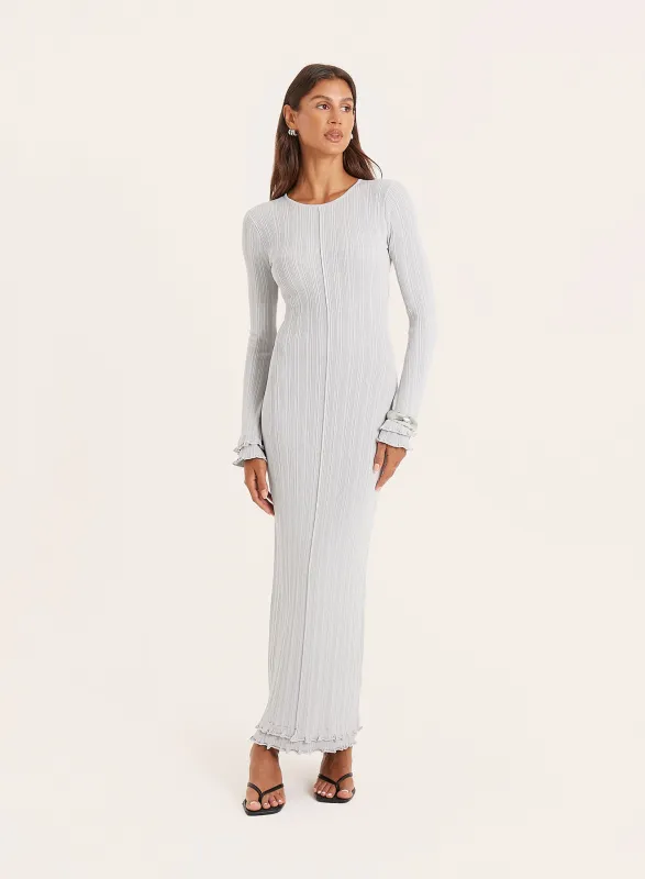 Grey Knitted Ribbed Maxi Dress made by 4th and Reckless