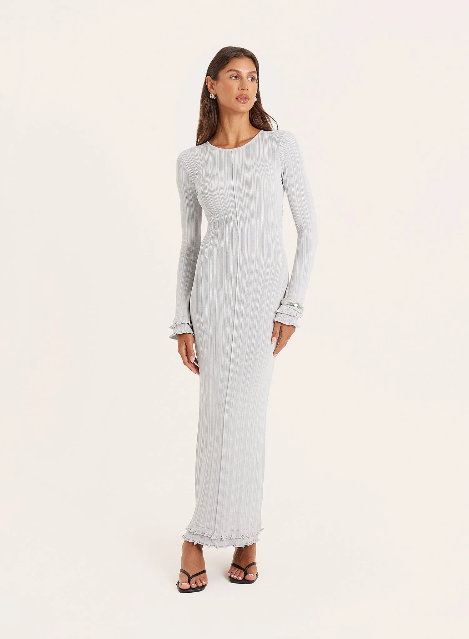 Grey Knitted Ribbed Maxi Dress sold by 4th and Reckless
