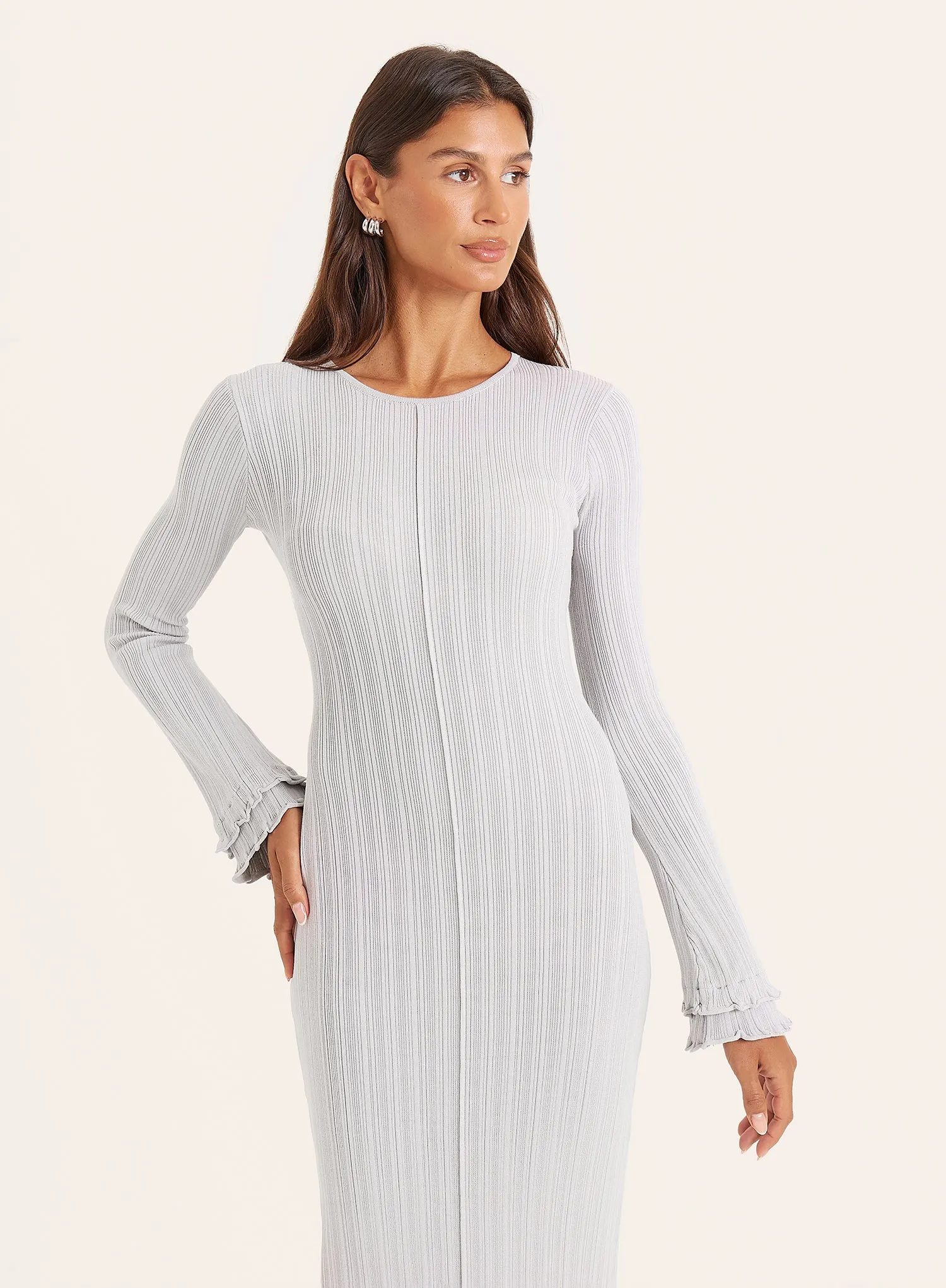 Grey Knitted Ribbed Maxi Dress sold by 4th and Reckless product image thumbnail 5
