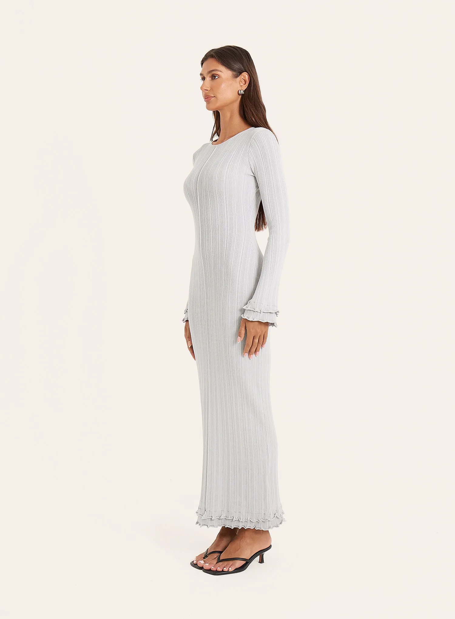 Grey Knitted Ribbed Maxi Dress sold by 4th and Reckless product image thumbnail 2