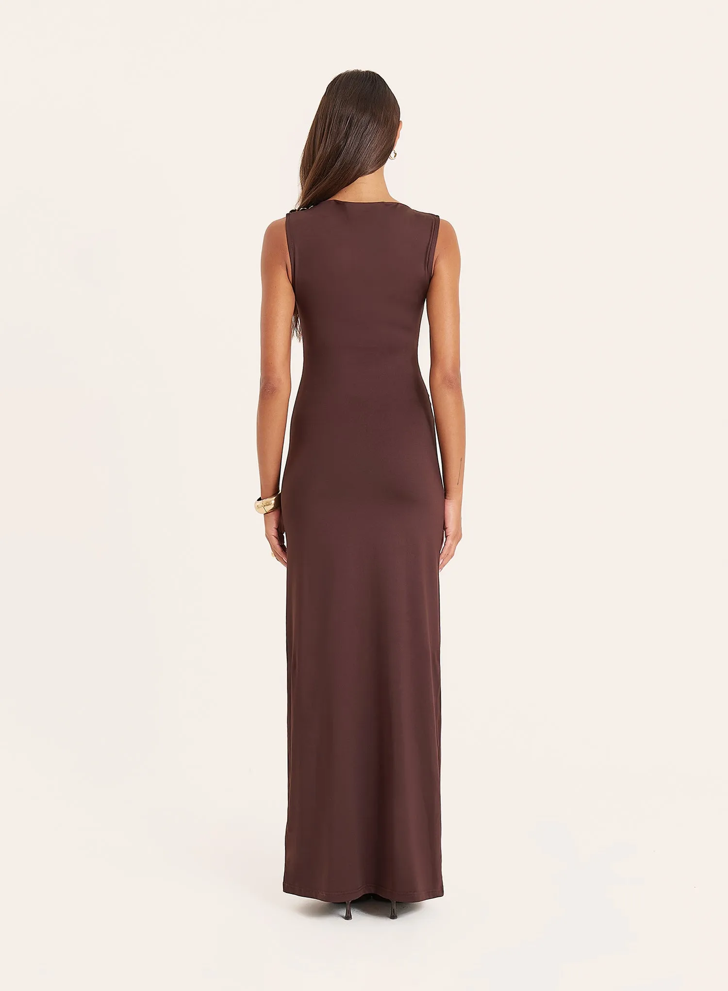 Chocolate Hardware Ruched Maxi Dress sold by 4th and Reckless product image thumbnail 5