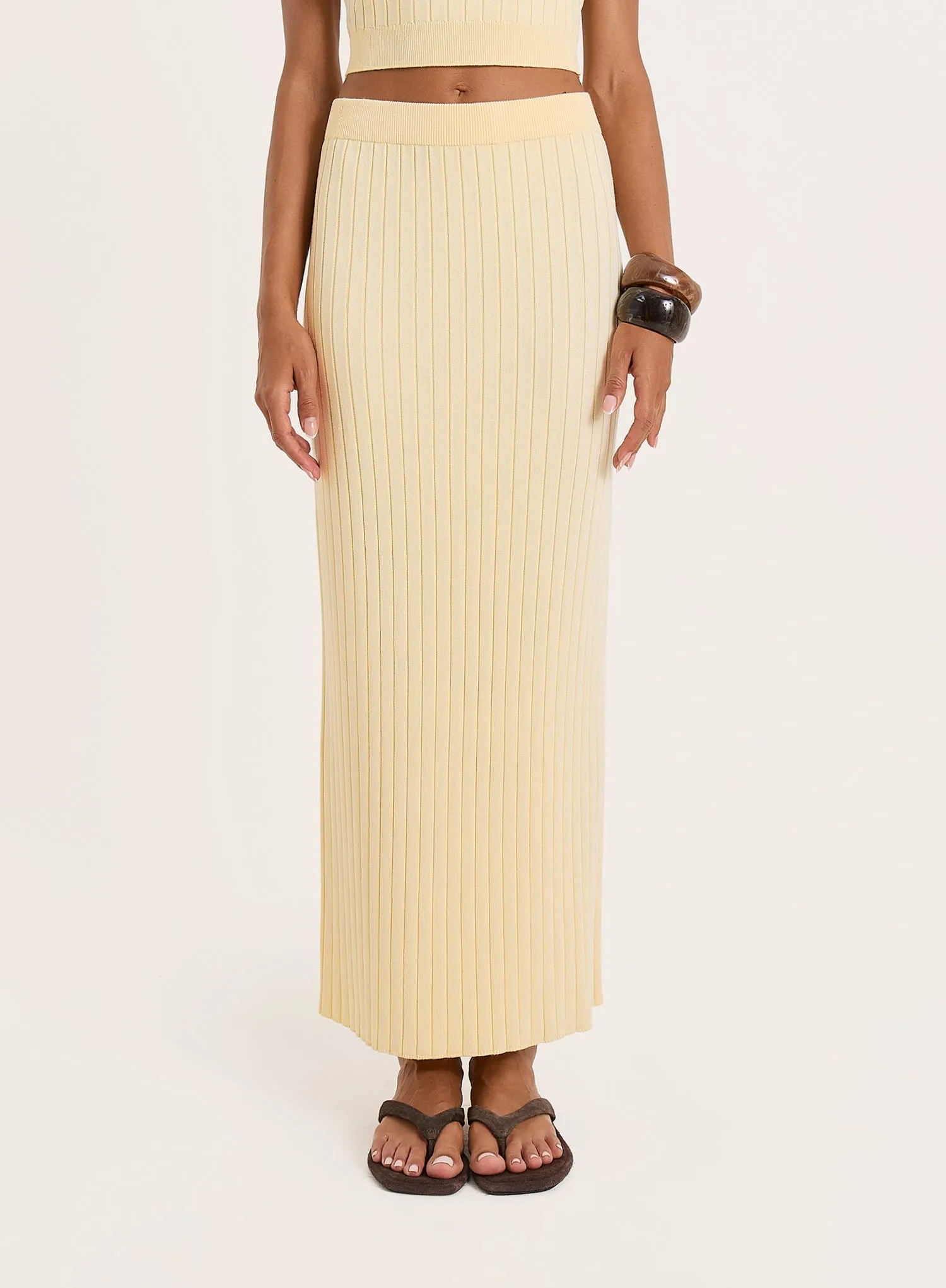 Yellow Knitted Maxi Skirt sold by 4th and Reckless product image thumbnail 3