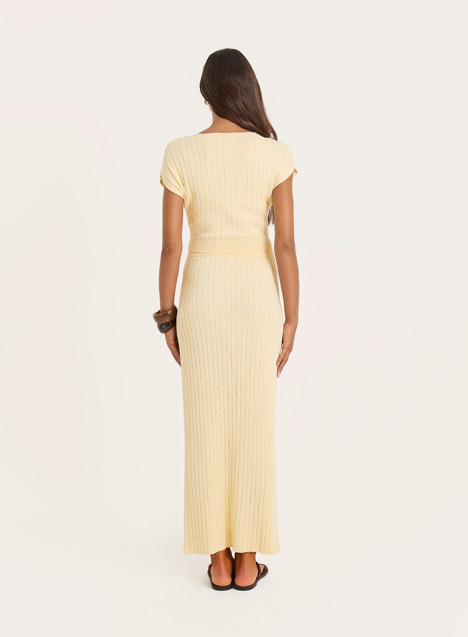 Yellow Knitted Maxi Skirt sold by 4th and Reckless product image thumbnail 5