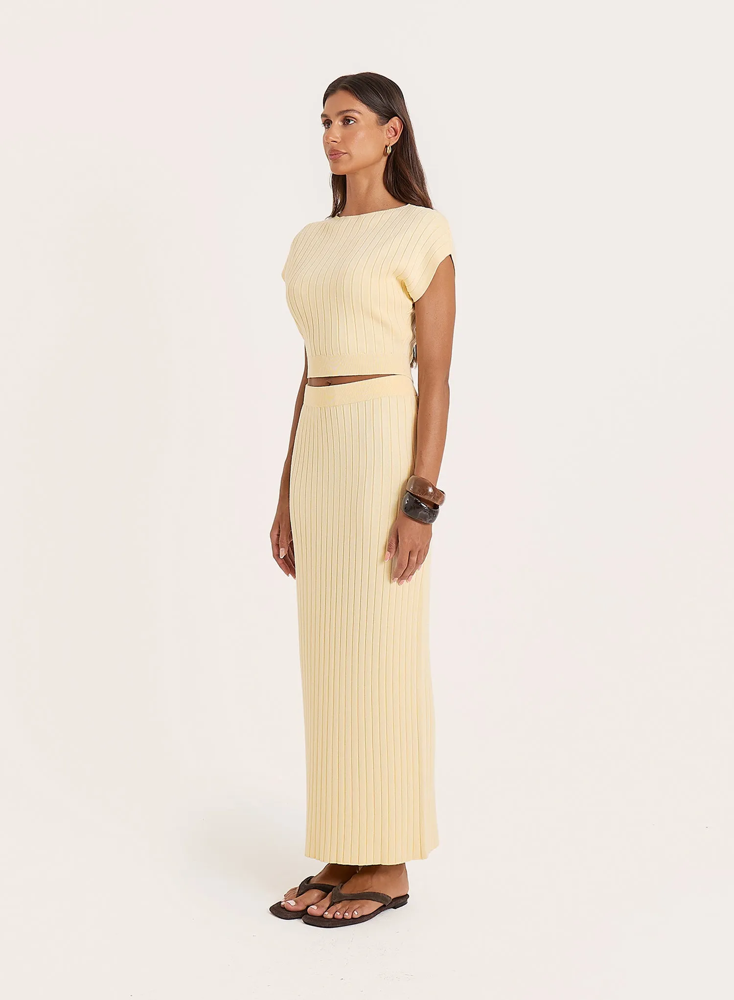 Yellow Knitted Maxi Skirt sold by 4th and Reckless product image thumbnail 2