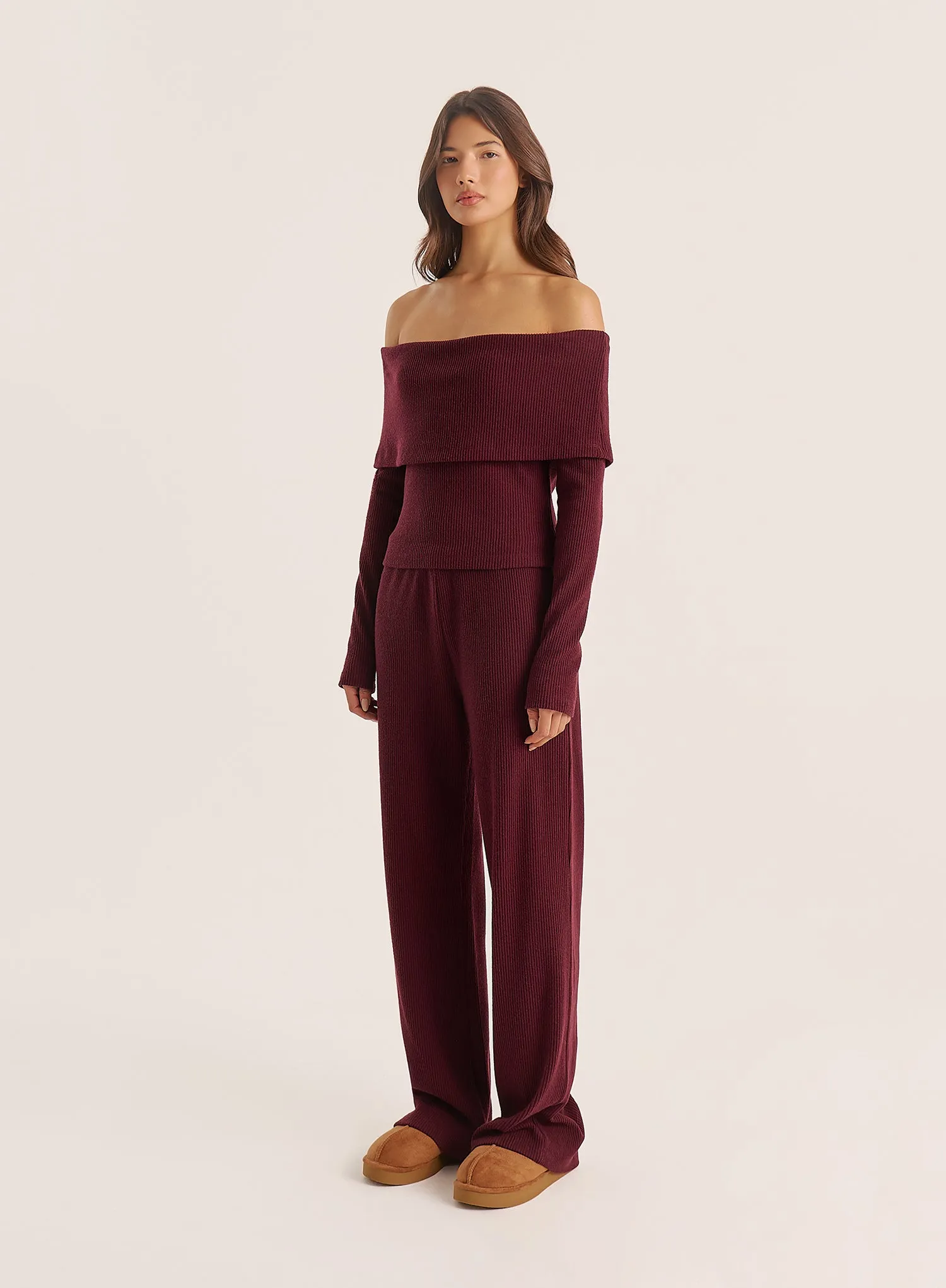 Dark Red Knitted Trousers sold by 4th and Reckless product image thumbnail 3