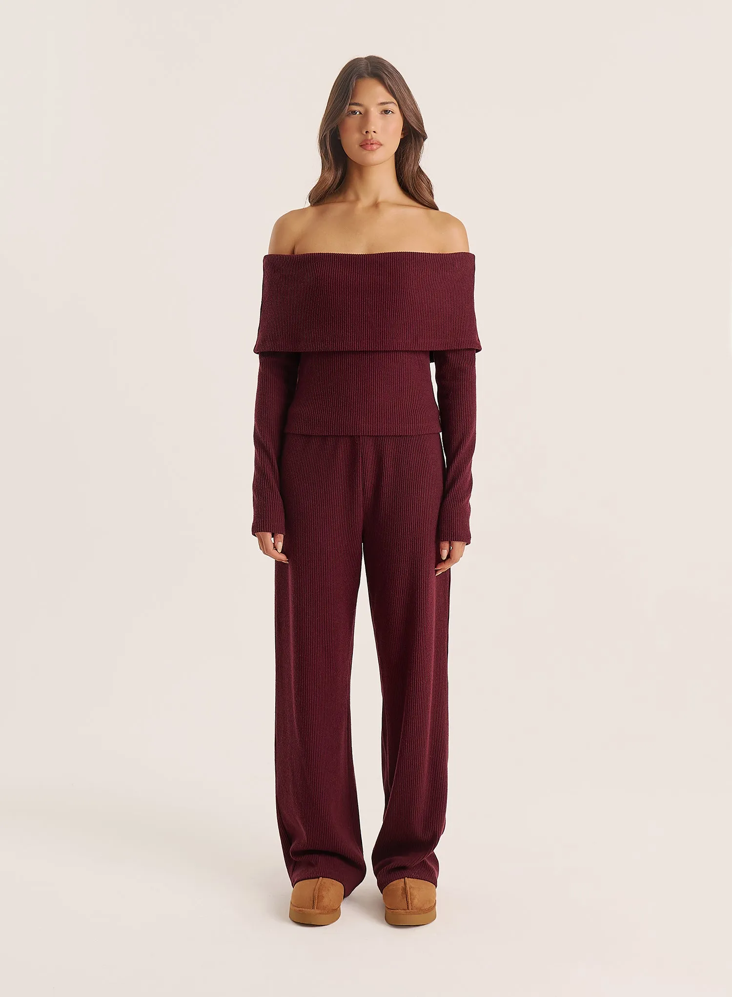 Dark Red Knitted Trousers sold by 4th and Reckless product image thumbnail 4