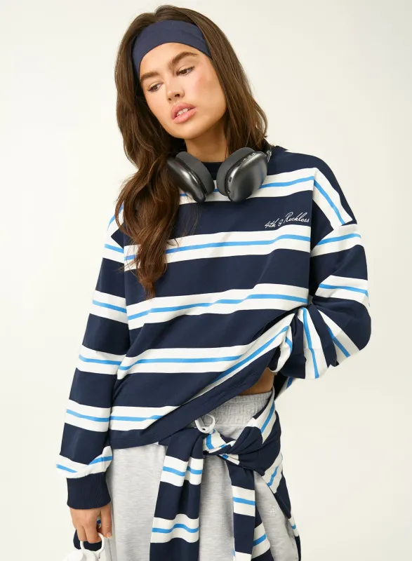 Navy And White Stripe Long Sleeve Top made by 4th and Reckless