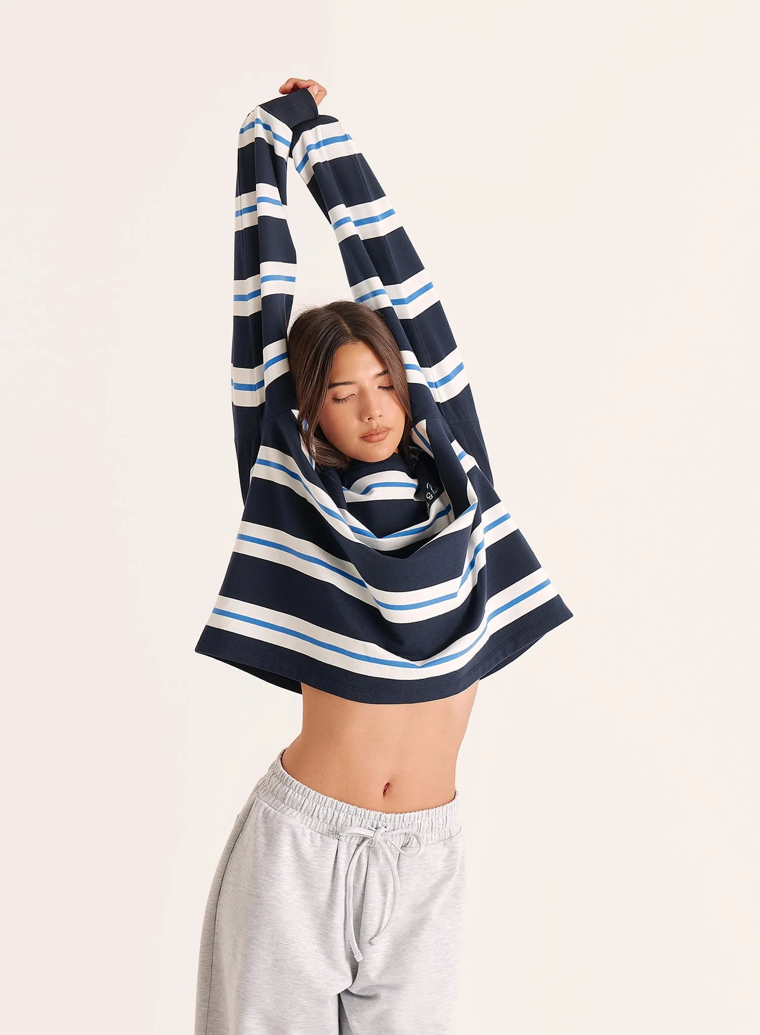 Navy And White Stripe Long Sleeve Top sold by 4th and Reckless product image thumbnail 5