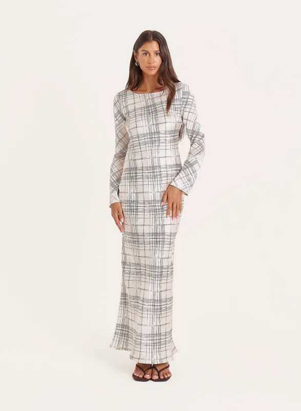 White Check Scoop Back Maxi Dress sold by 4th and Reckless