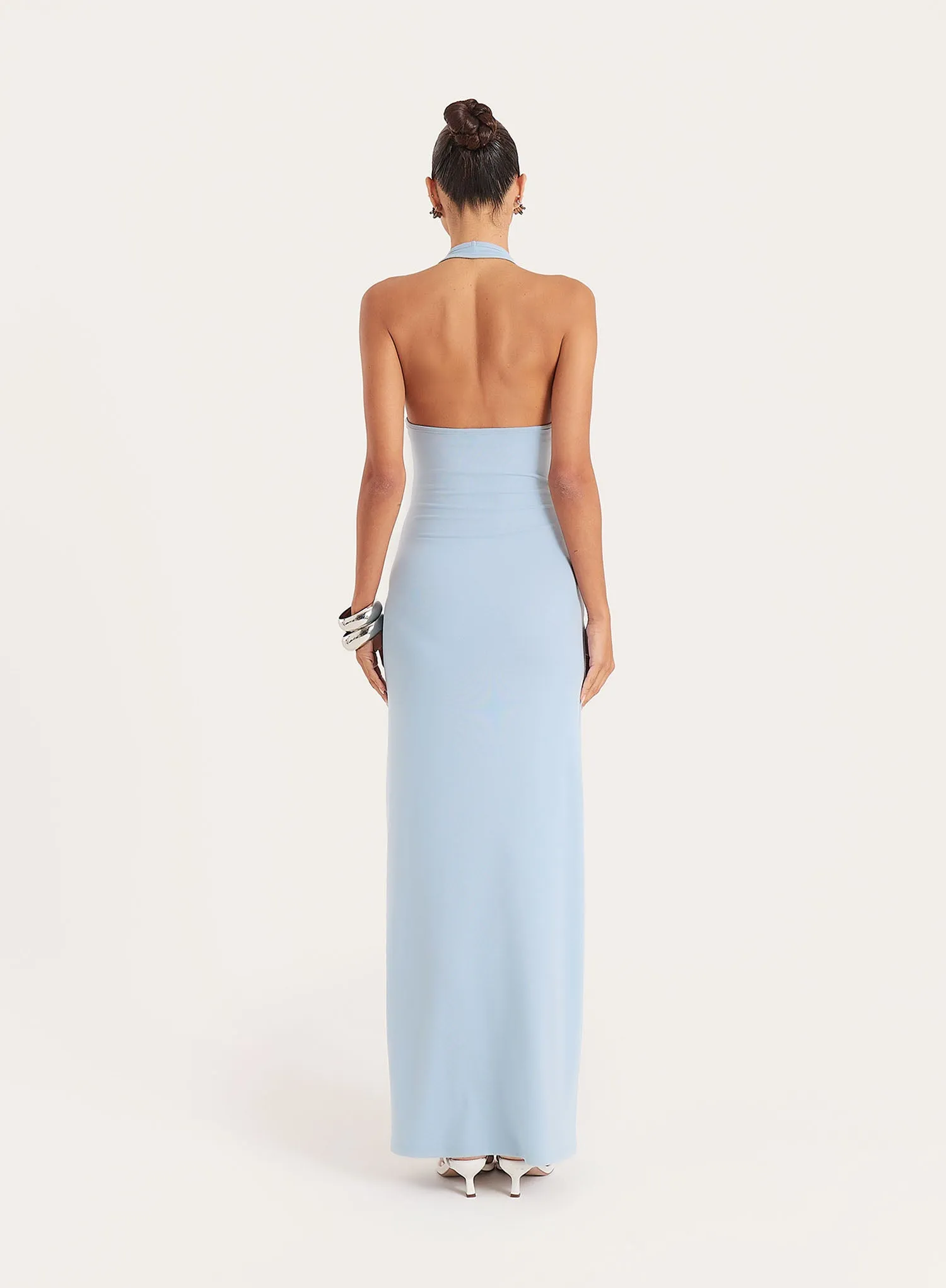 Blue Halterneck Belt Detail Maxi Dress sold by 4th and Reckless product image thumbnail 5