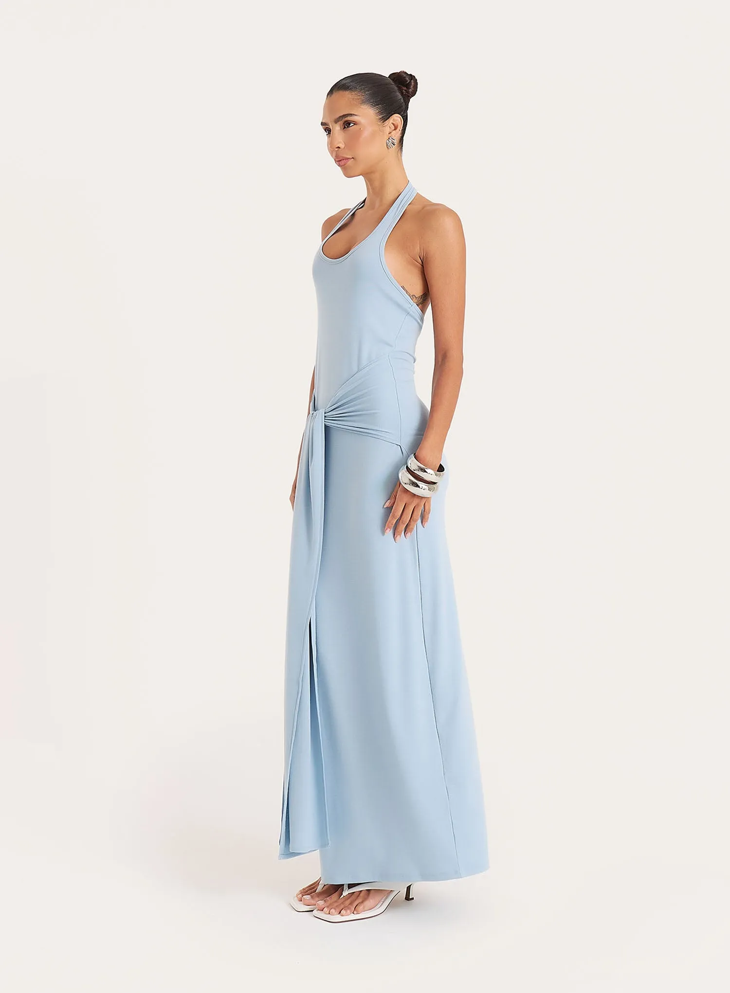 Blue Halterneck Belt Detail Maxi Dress sold by 4th and Reckless product image thumbnail 2