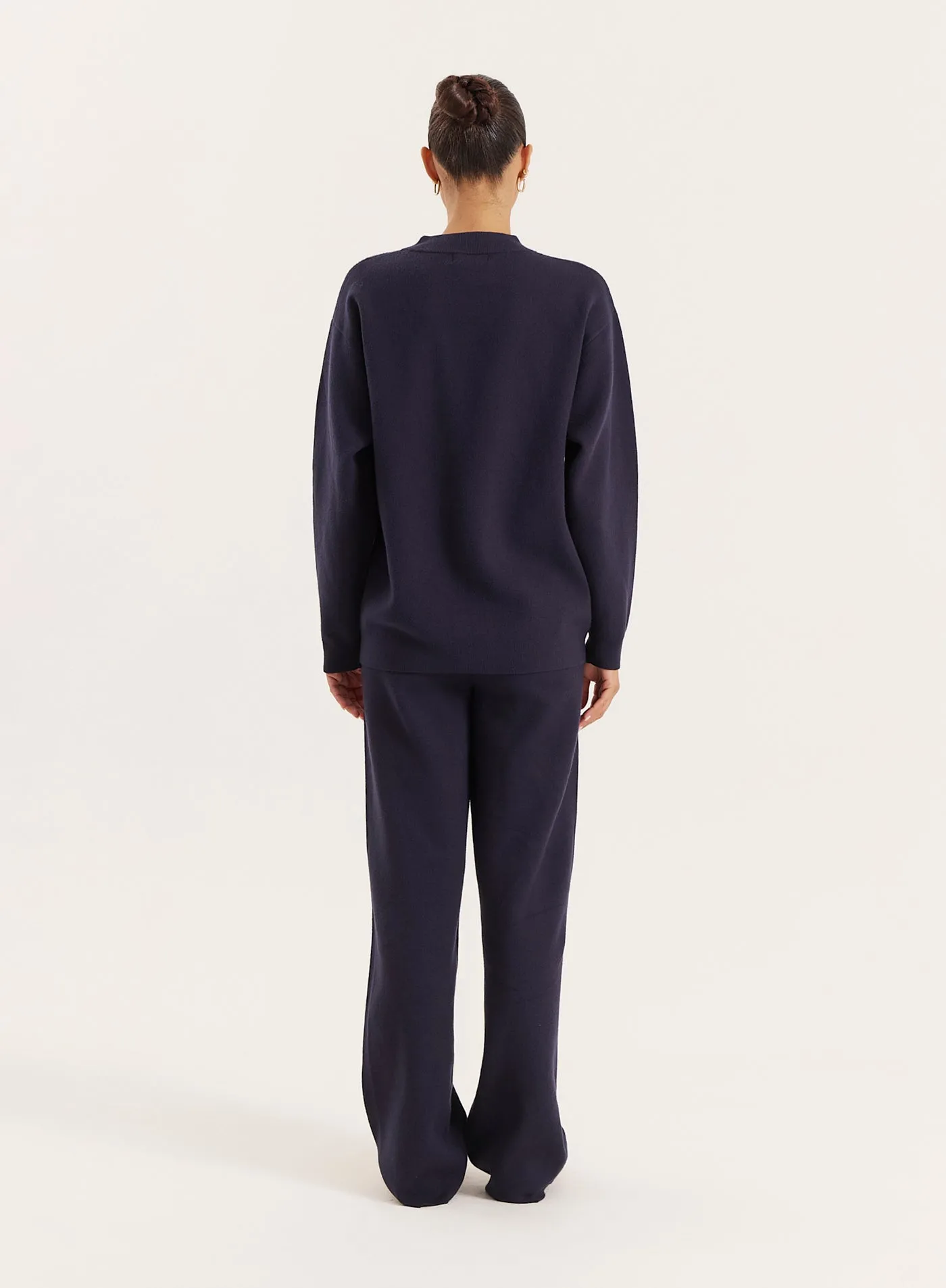 Navy Knitted Straight Leg Trousers sold by 4th and Reckless product image thumbnail 5