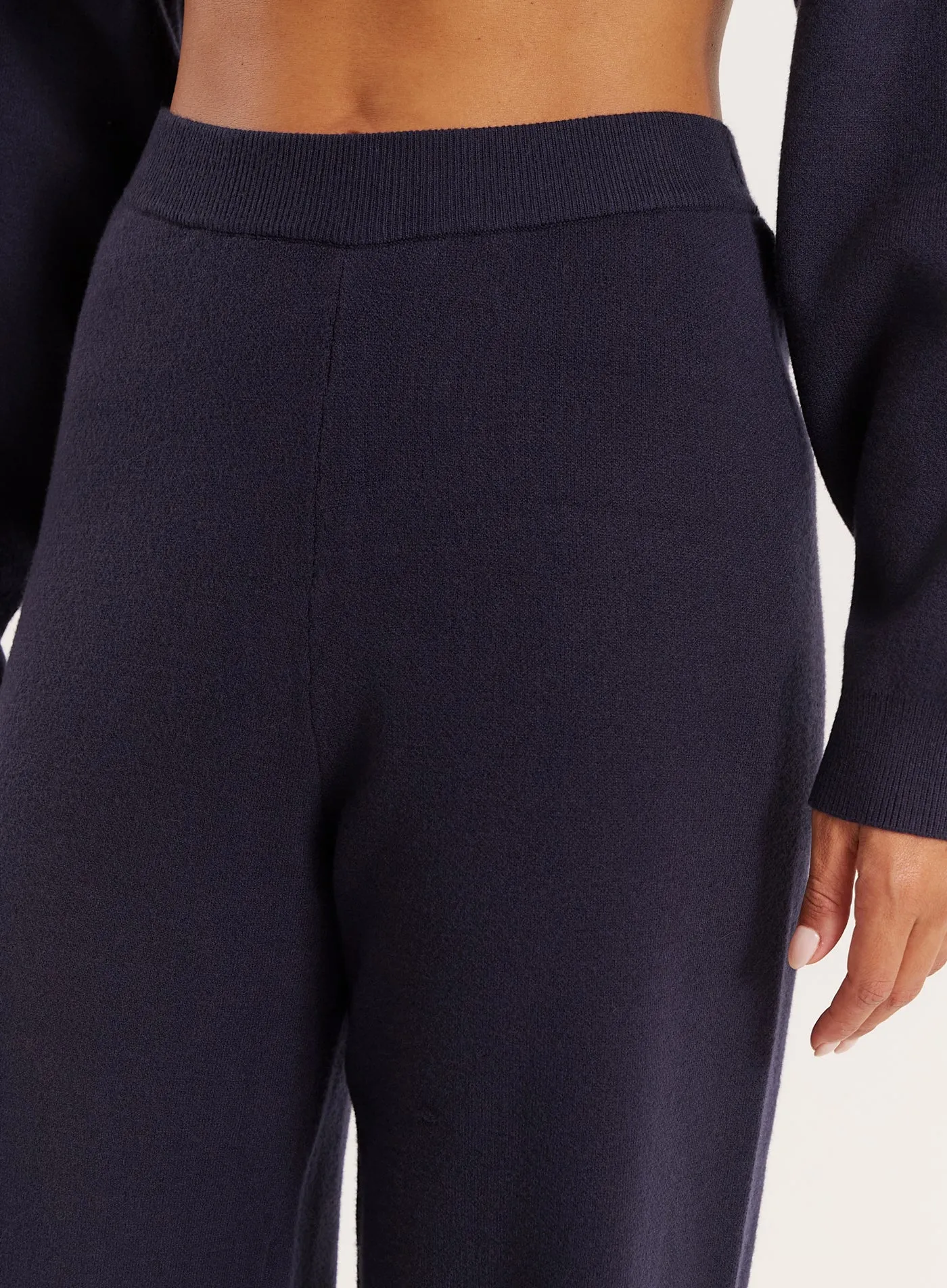 Navy Knitted Straight Leg Trousers sold by 4th and Reckless product image thumbnail 3