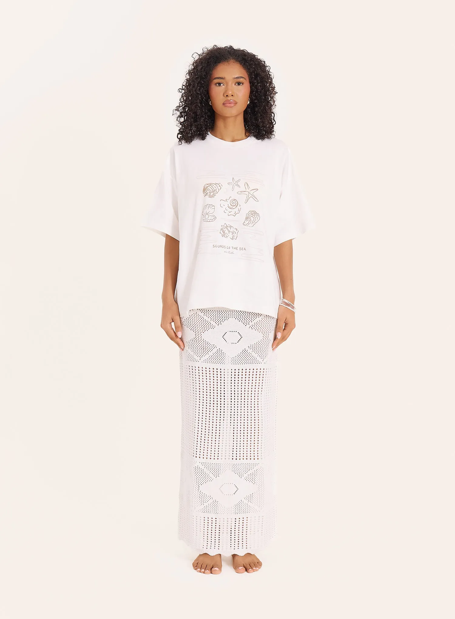 Cream Beach Graphic Printed Cotton T-Shirt sold by 4th and Reckless product image thumbnail 2