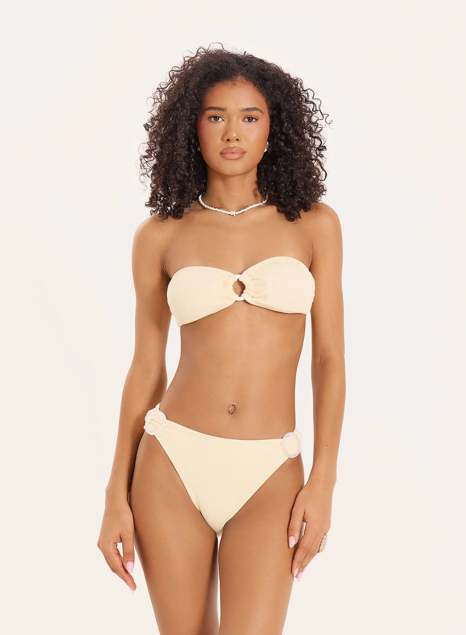 Lemon Pearl Ring Crinkle Bandeau Bikini Top sold by 4th and Reckless product image thumbnail 2