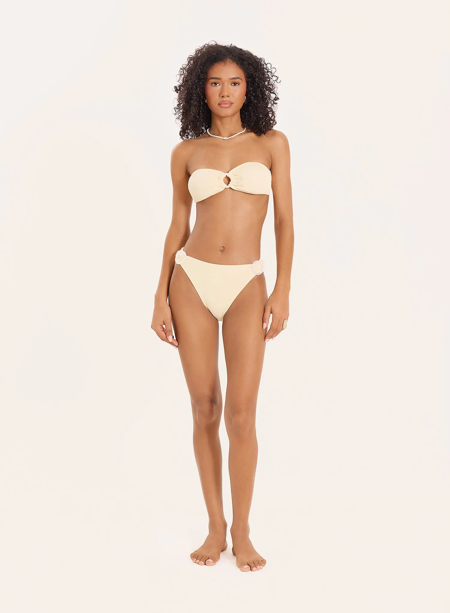 Lemon Pearl Ring Crinkle Bandeau Bikini Top sold by 4th and Reckless product image thumbnail 4