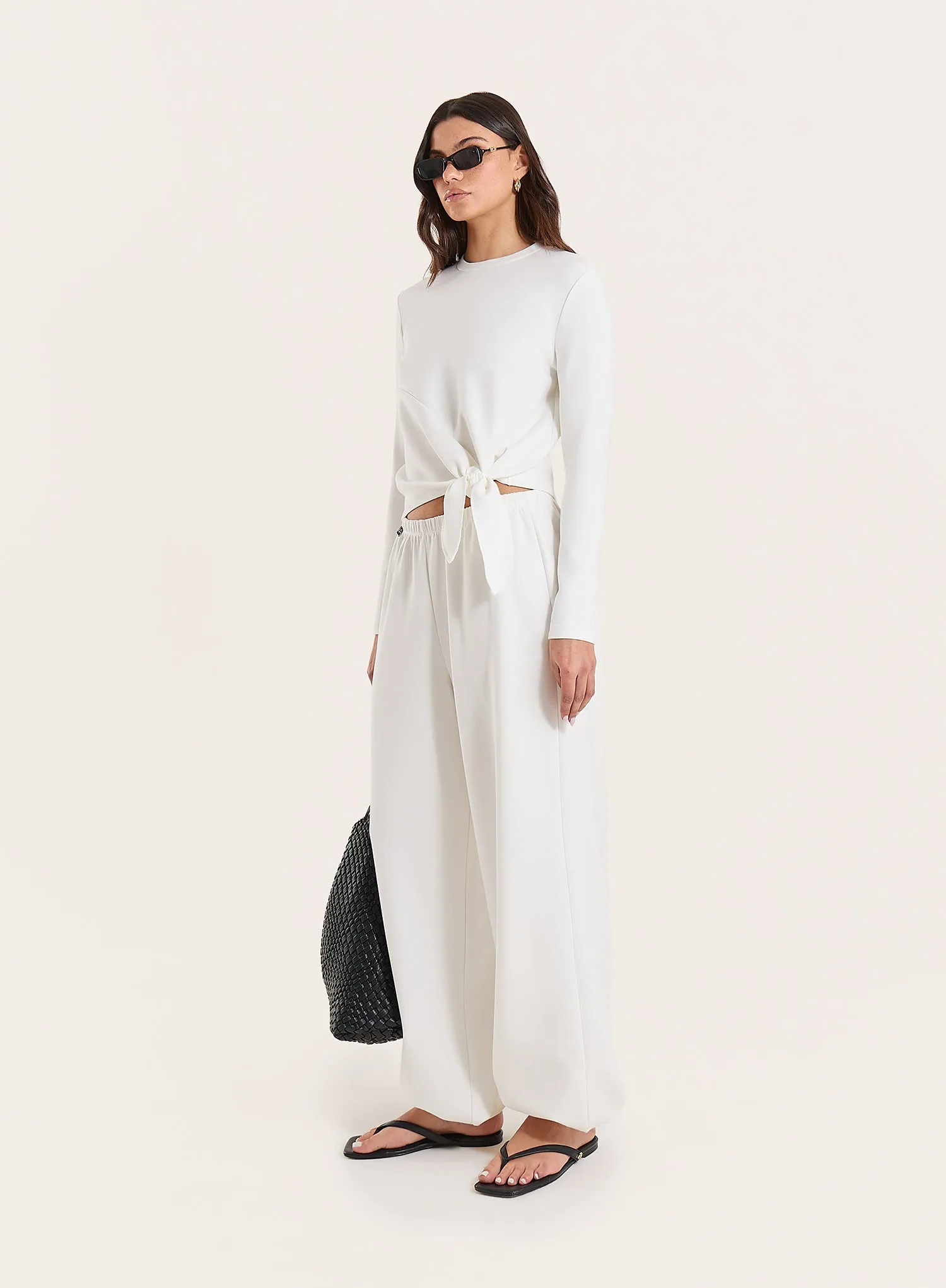 White Modal Balloon Leg Trousers sold by 4th and Reckless product image thumbnail 2