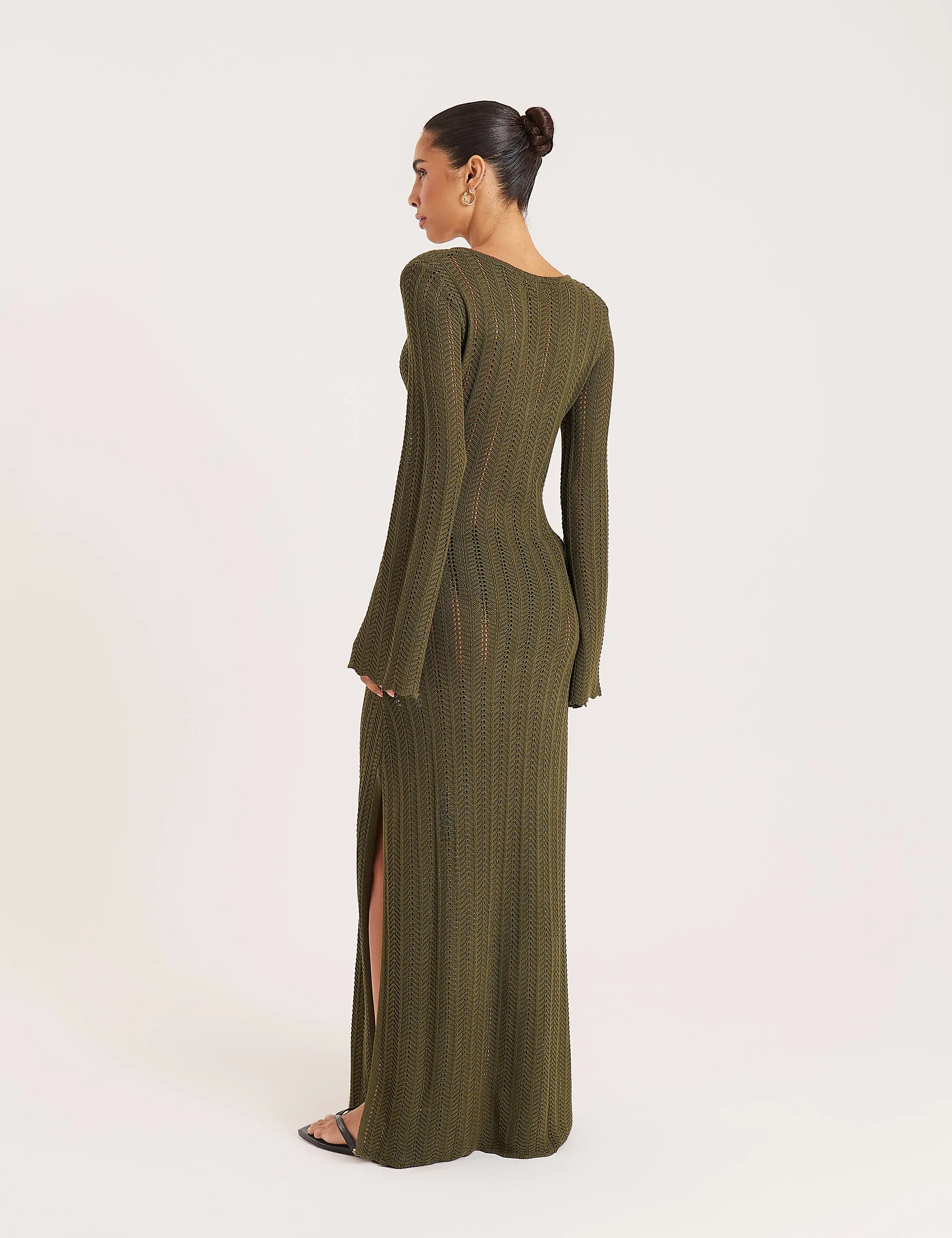 Olive Keyhole Knitted Maxi Dress sold by 4th and Reckless product image thumbnail 3