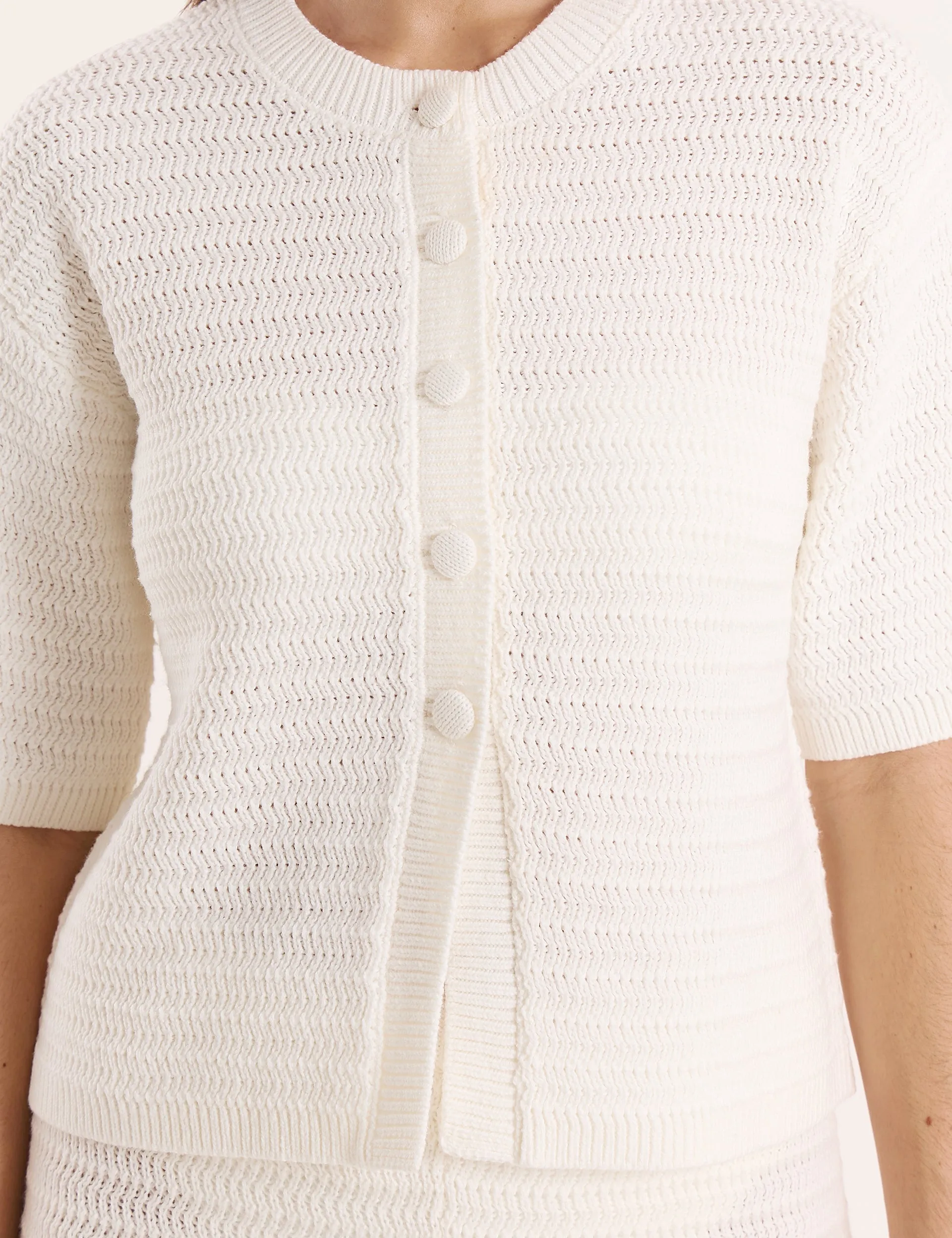 White Crochet Button Crop Shirt sold by 4th and Reckless product image thumbnail 3