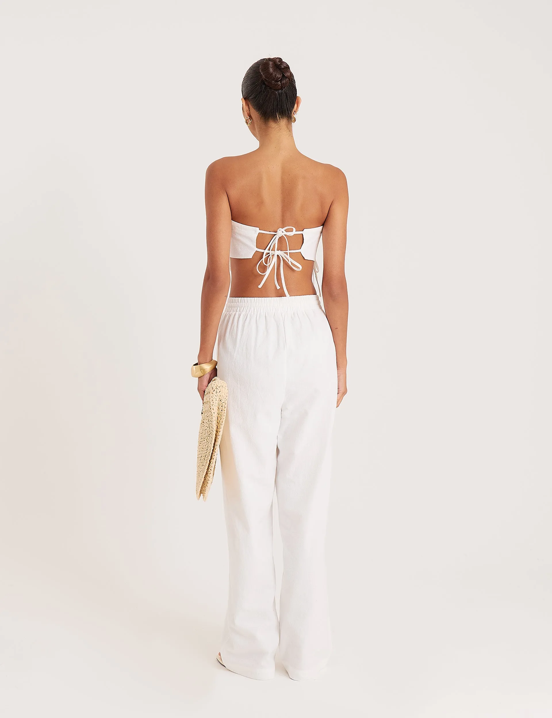 White Cotton Bandeau Crop Scarf Top sold by 4th and Reckless product image thumbnail 5