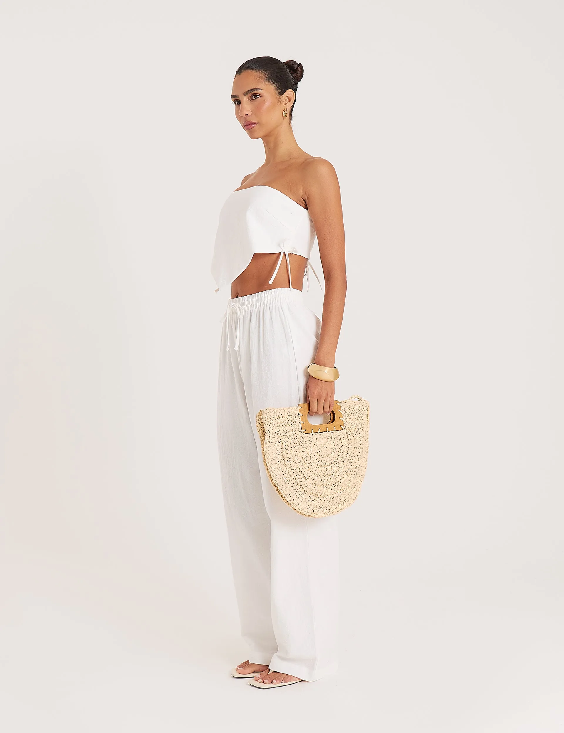White Cotton Bandeau Crop Scarf Top sold by 4th and Reckless product image thumbnail 2