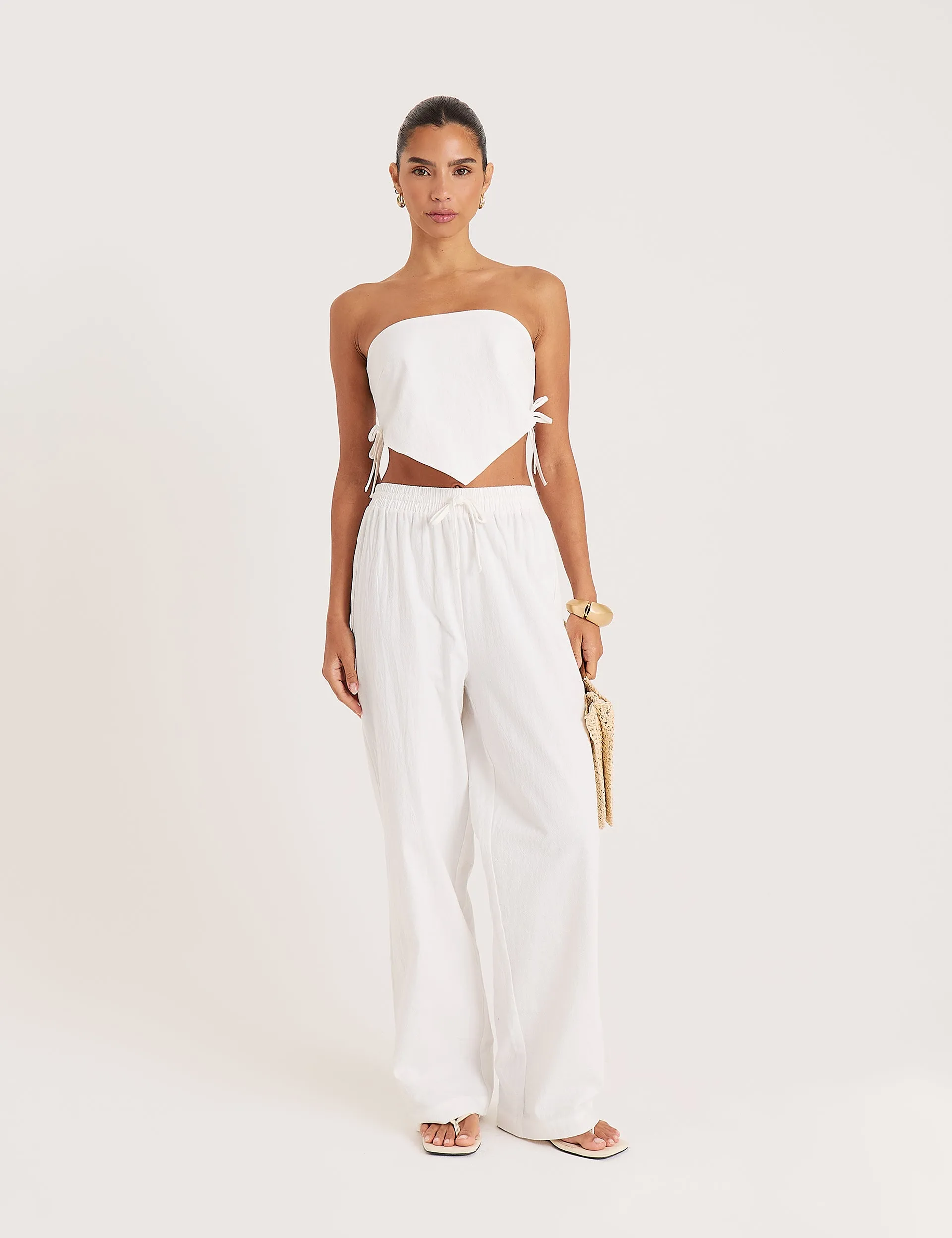 White Cotton Bandeau Crop Scarf Top sold by 4th and Reckless product image thumbnail 4