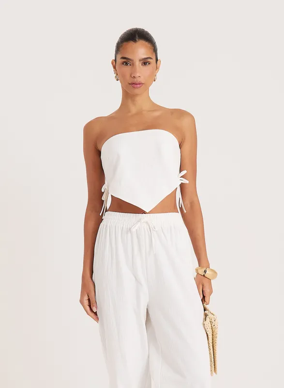 White Cotton Bandeau Crop Scarf Top made by 4th and Reckless