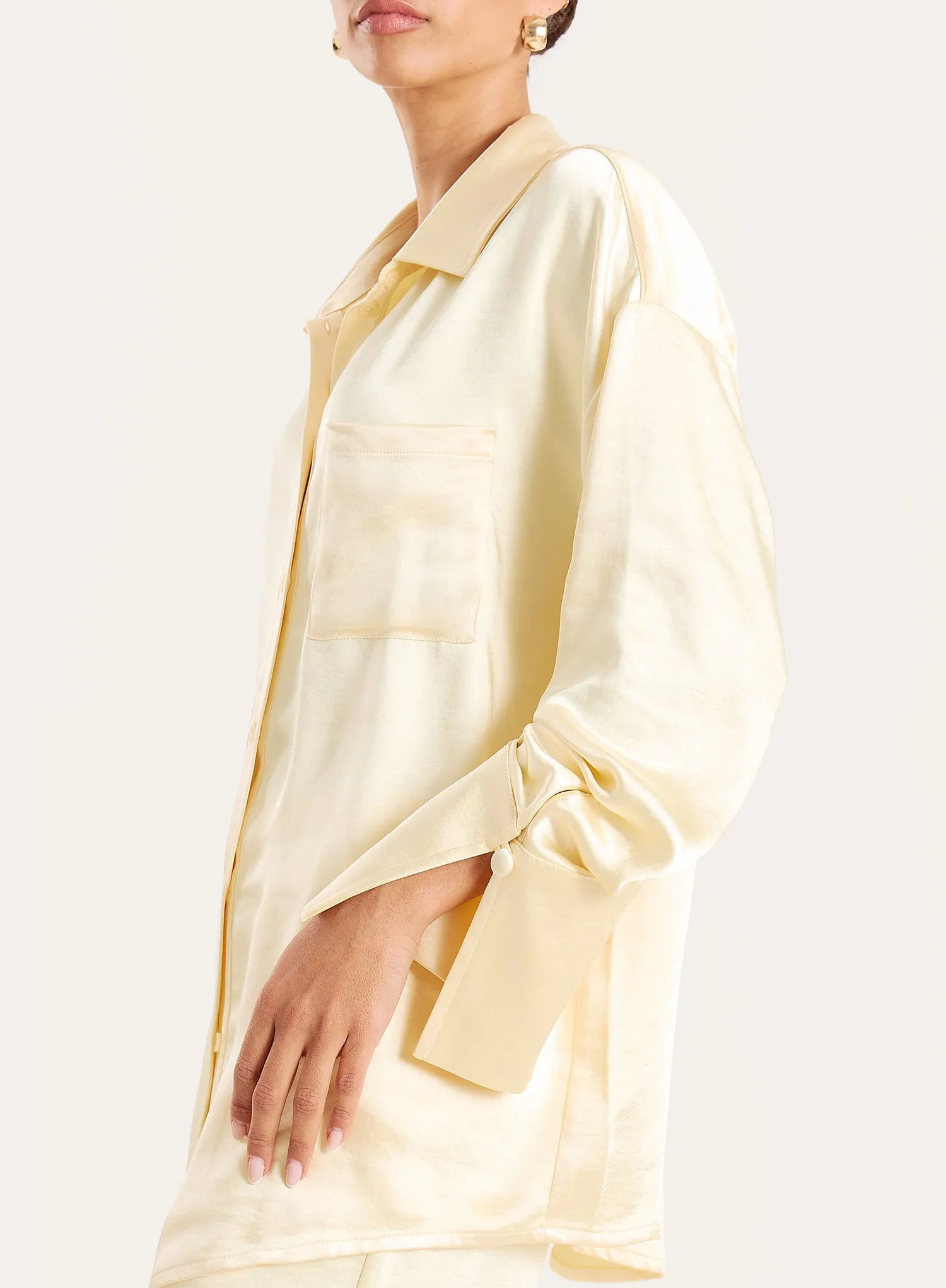 Lemon Oversized Satin Shirt sold by 4th and Reckless product image thumbnail 3