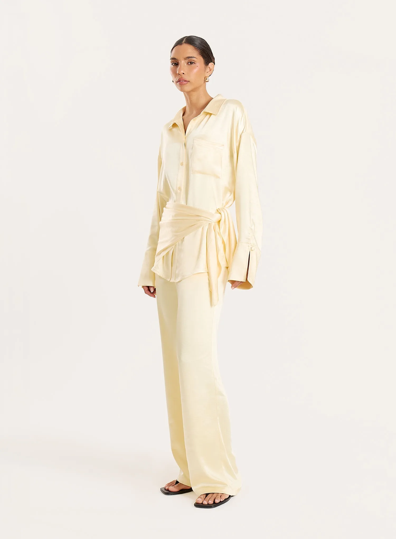 Lemon Oversized Satin Shirt sold by 4th and Reckless product image thumbnail 2