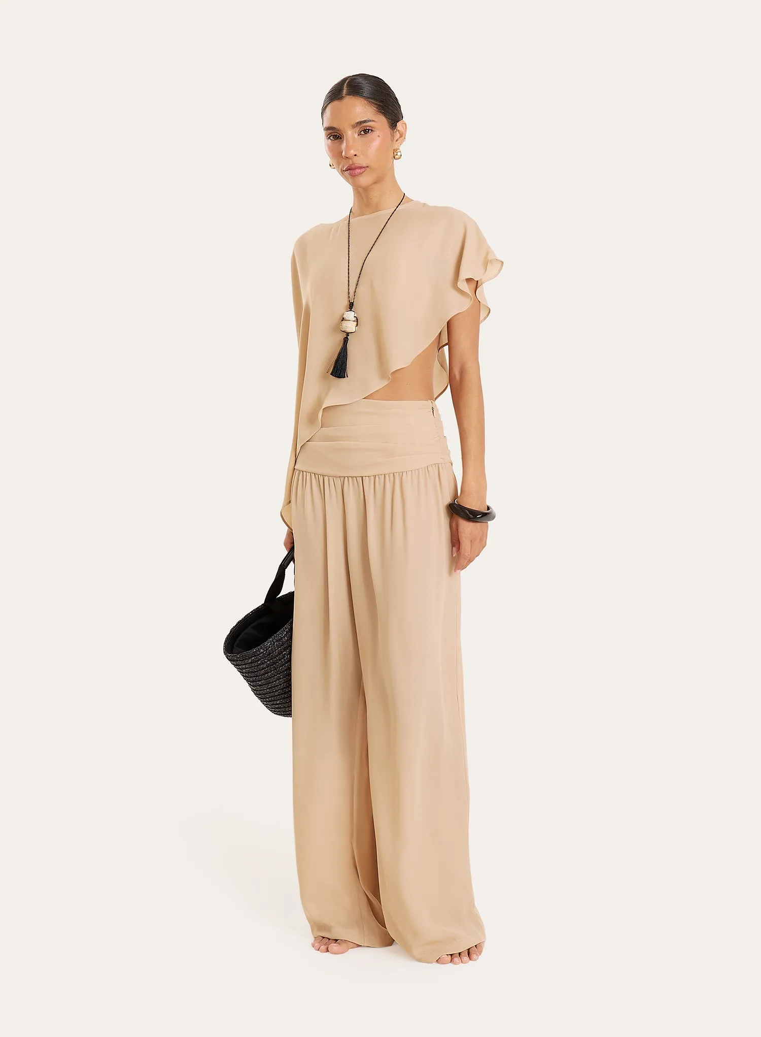 Beige Sheer Asymmetric Hem Cape Top sold by 4th and Reckless product image thumbnail 5