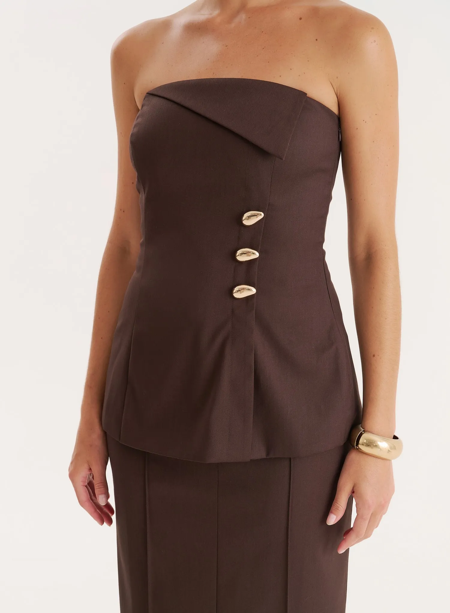 Chocolate Foldover Bandeau Top sold by 4th and Reckless product image thumbnail 3