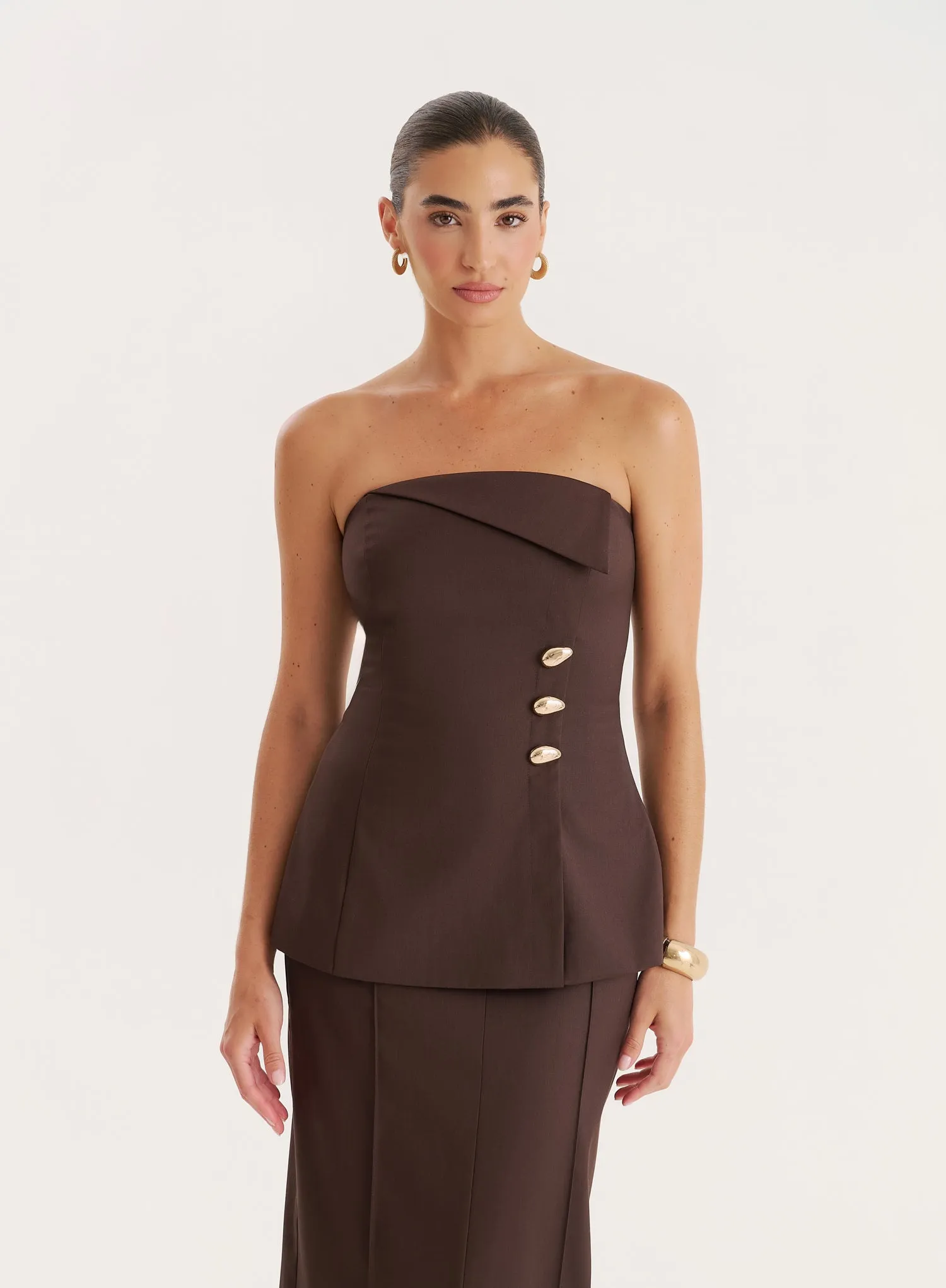 Chocolate Foldover Bandeau Top sold by 4th and Reckless