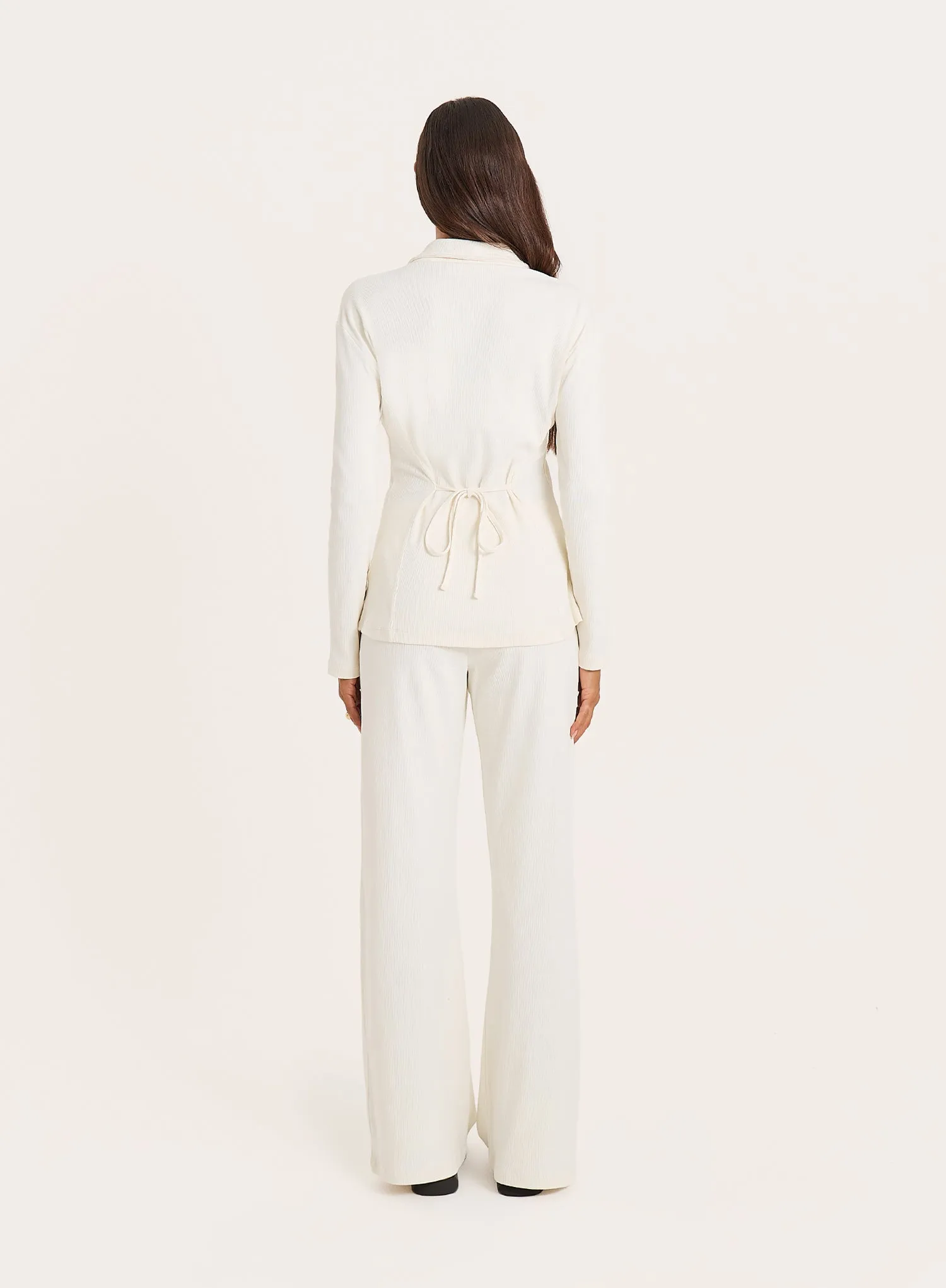Cream Ribbed Button Long Sleeve Top sold by 4th and Reckless product image thumbnail 5