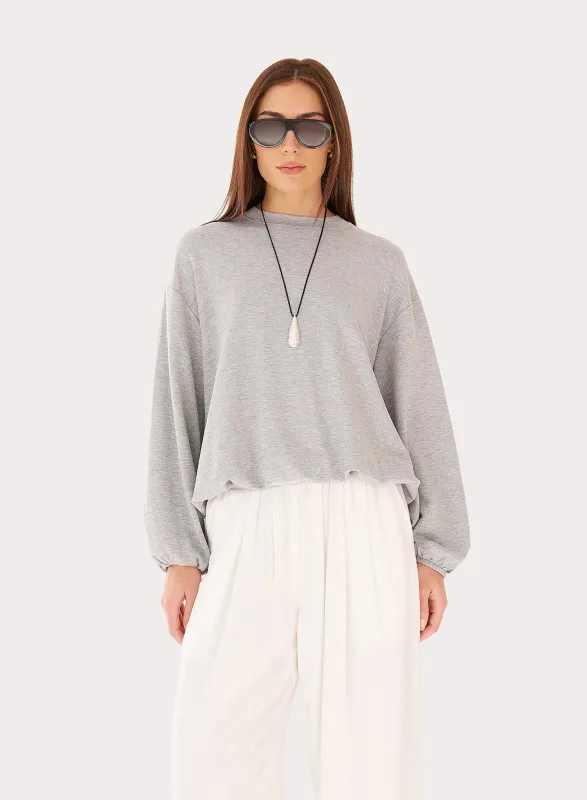Grey Balloon Sleeve Bubble Hem Sweatshirt made by 4th and Reckless