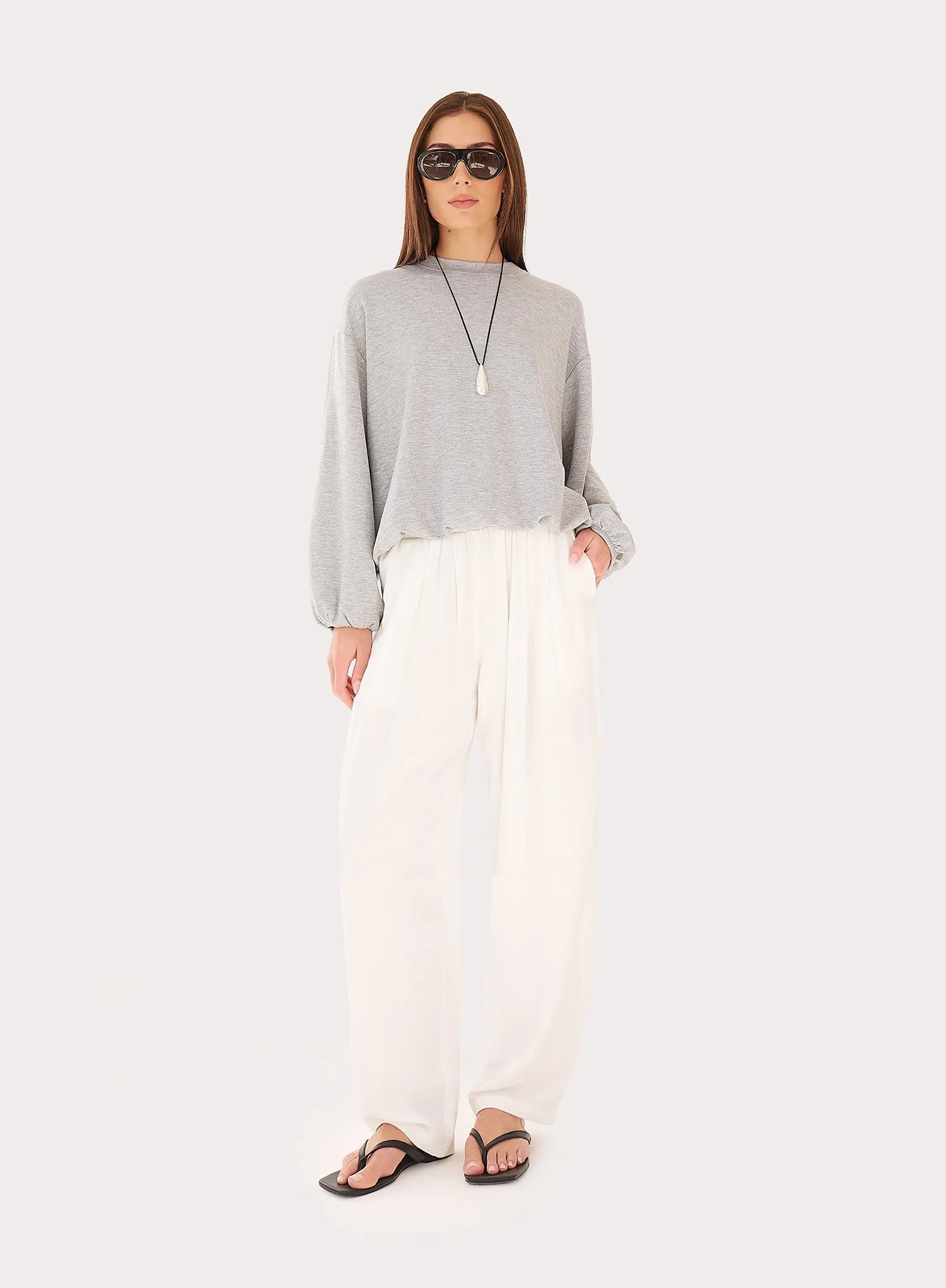 Grey Balloon Sleeve Bubble Hem Sweatshirt sold by 4th and Reckless product image thumbnail 5