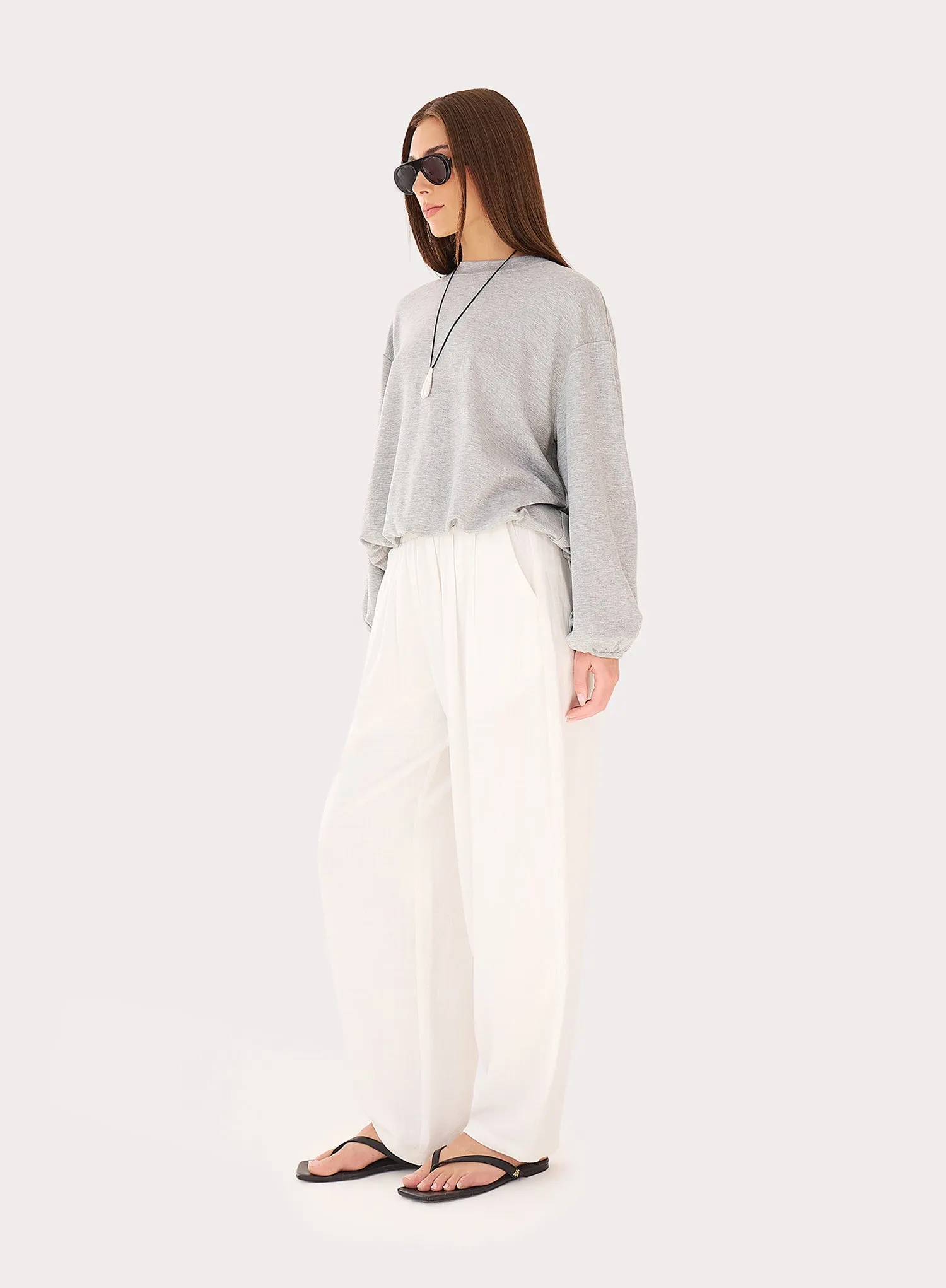 Grey Balloon Sleeve Bubble Hem Sweatshirt sold by 4th and Reckless product image thumbnail 2
