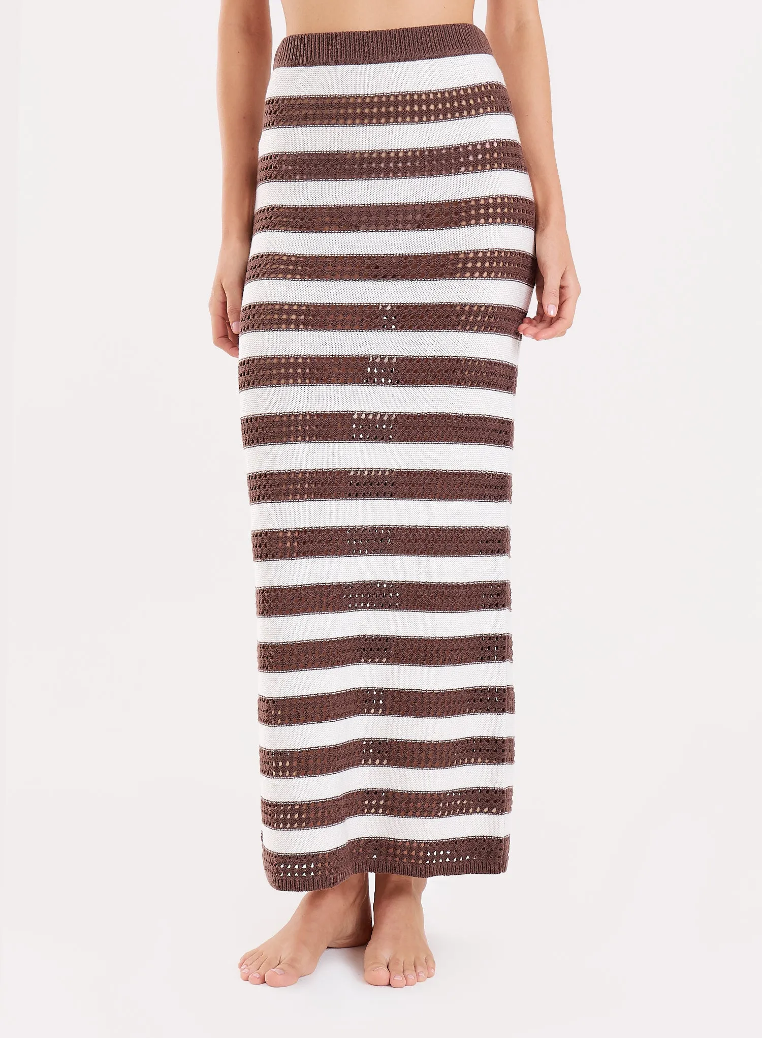 Chocolate Stripe Crochet Maxi Skirt sold by 4th and Reckless product image thumbnail 4