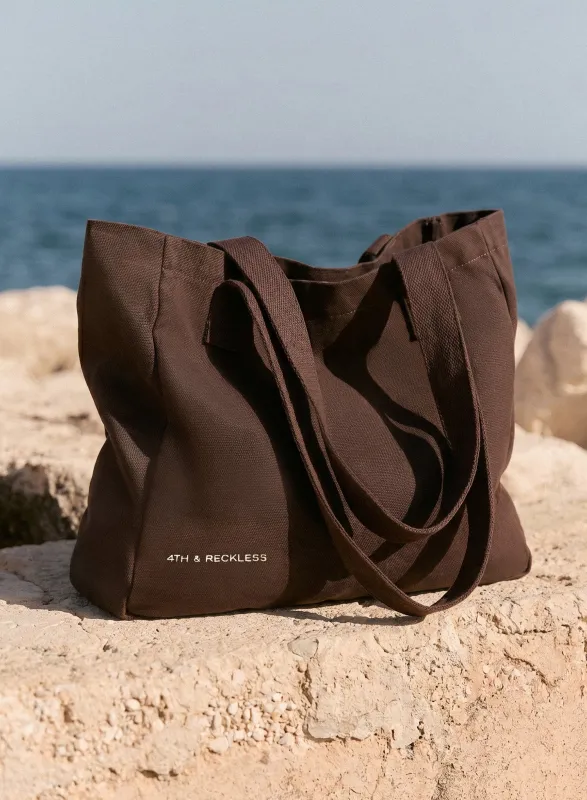 Chocolate Brown Fourth Slogan Tote Bag made by 4th and Reckless