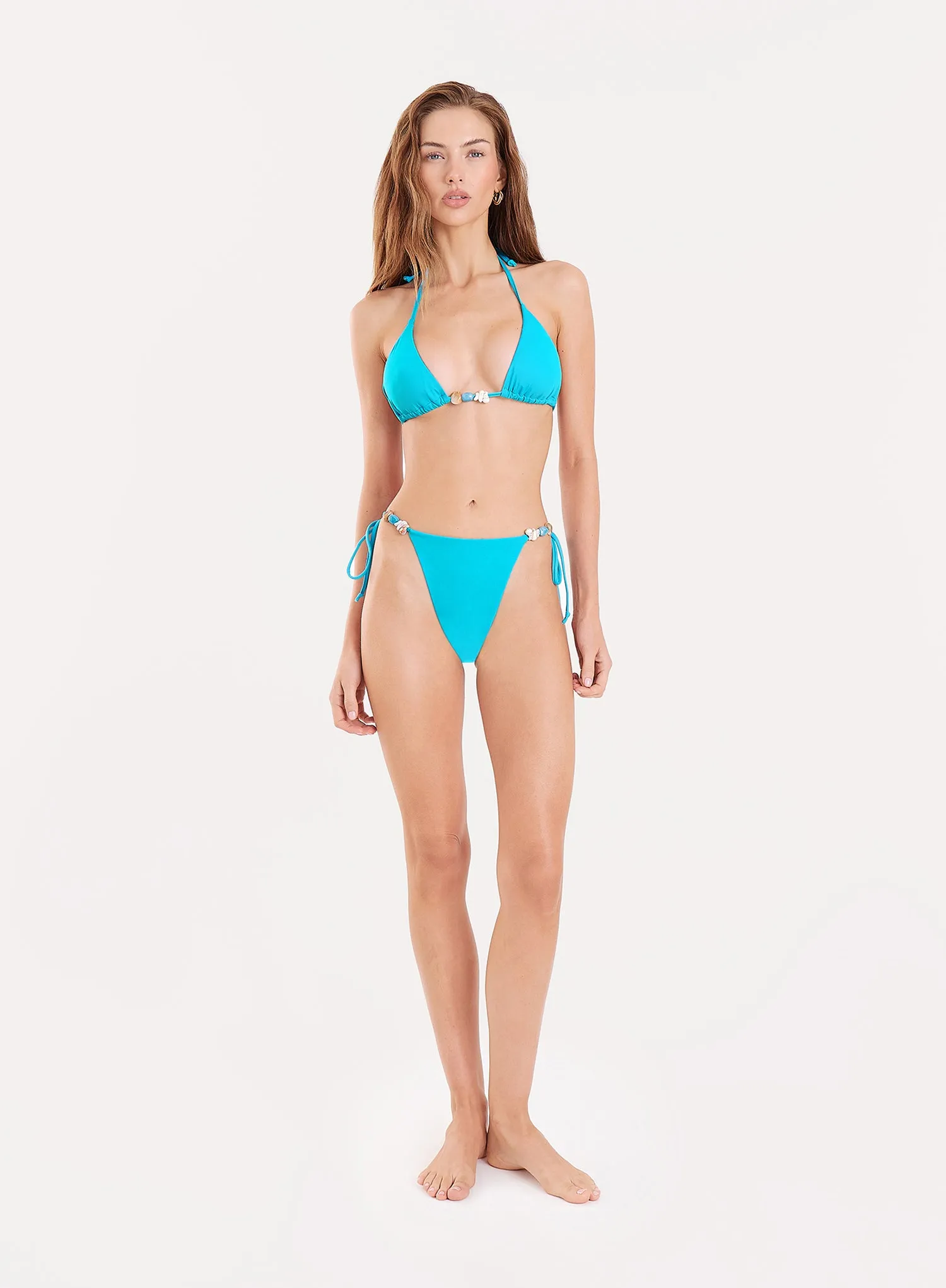 Bright Blue Resin Bead Tie Waist Bikini Bottoms sold by 4th and Reckless product image thumbnail 5