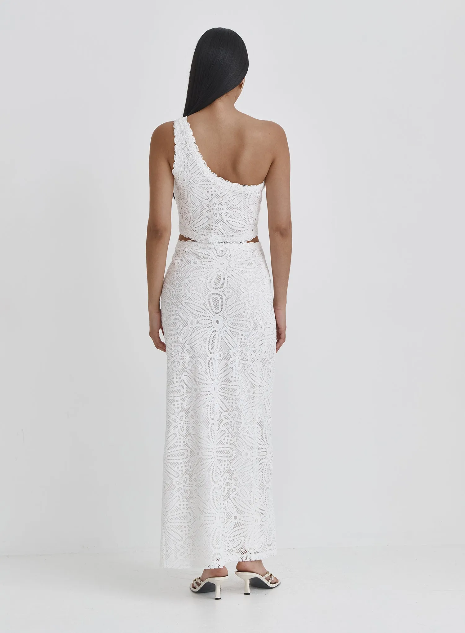 White Crochet One Shoulder Top- Mae sold by 4th and Reckless product image thumbnail 4