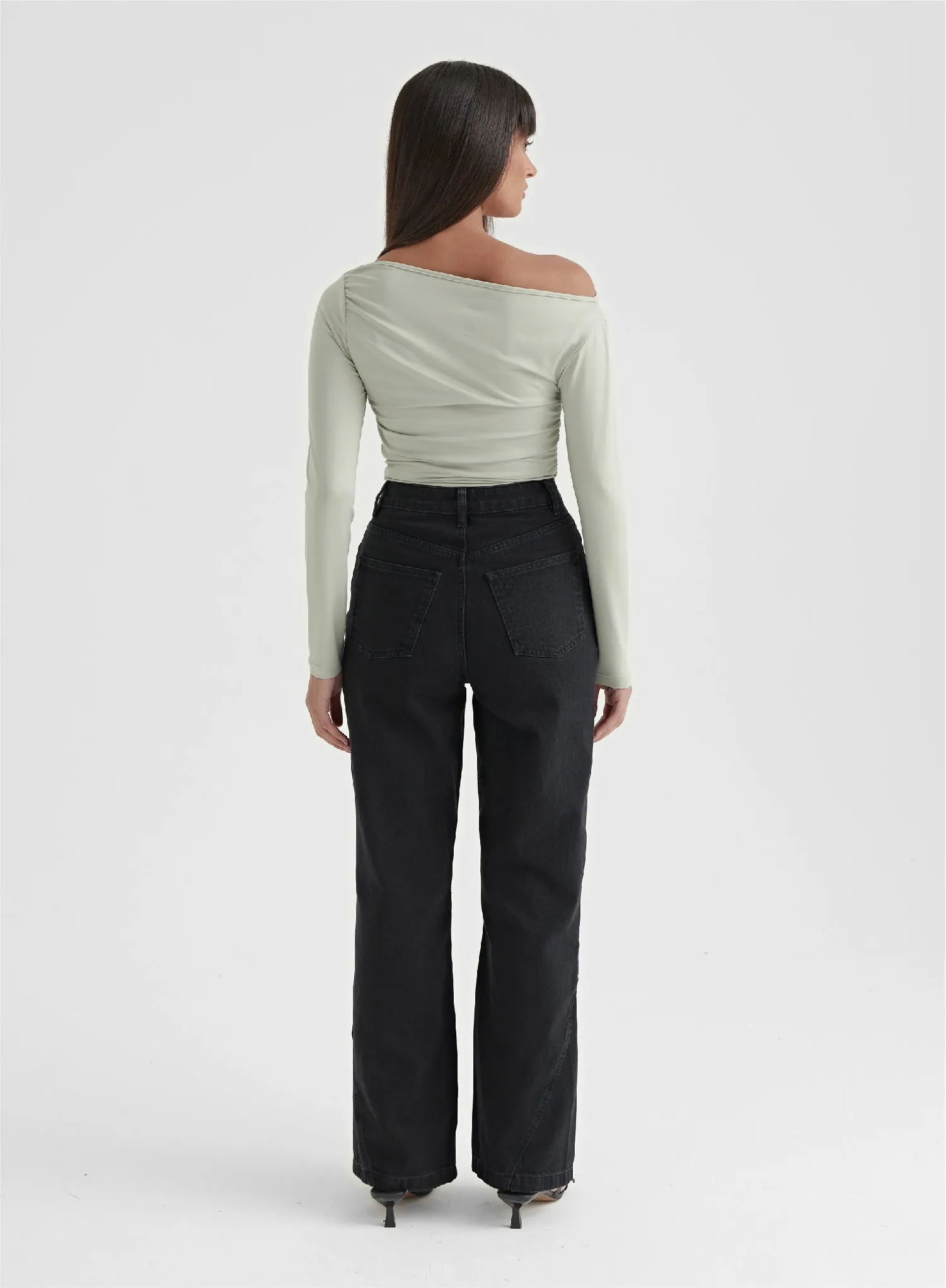 Sage Green Asymmetric Long Sleeve Top- Jilly sold by 4th and Reckless product image thumbnail 4