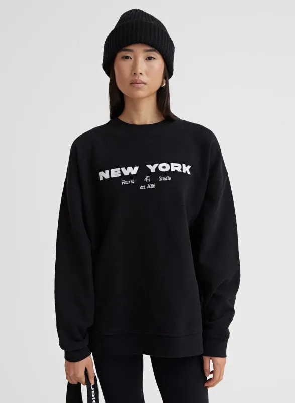 Black New York Embroidered Sweatshirt – Asha sold by 4th and Reckless