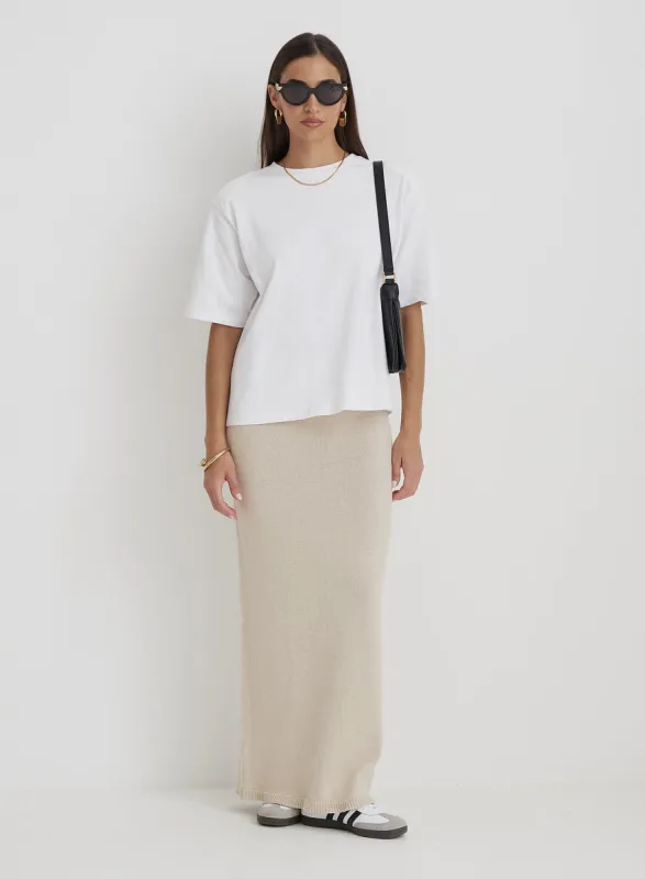 Cream Knit Maxi Skirt- Rico sold by 4th and Reckless