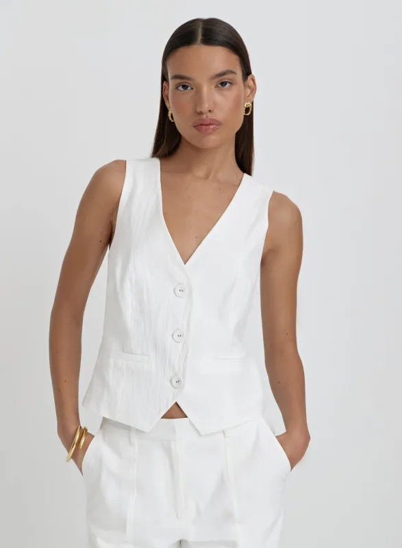 White Linen Cross Back Waistcoat- Tilde sold by 4th and Reckless