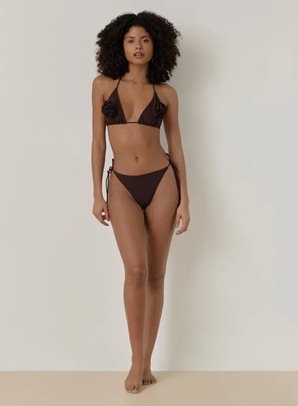 Chocolate Brown Rosette Bikini Bottom- Antibes sold by 4th and Reckless