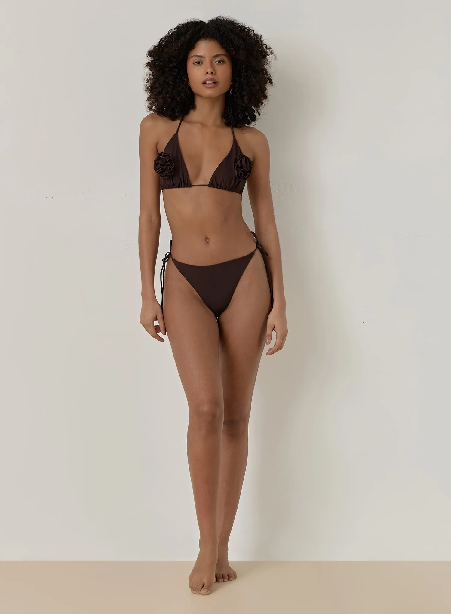 Chocolate Brown Rosette Bikini Bottom- Antibes sold by 4th and Reckless