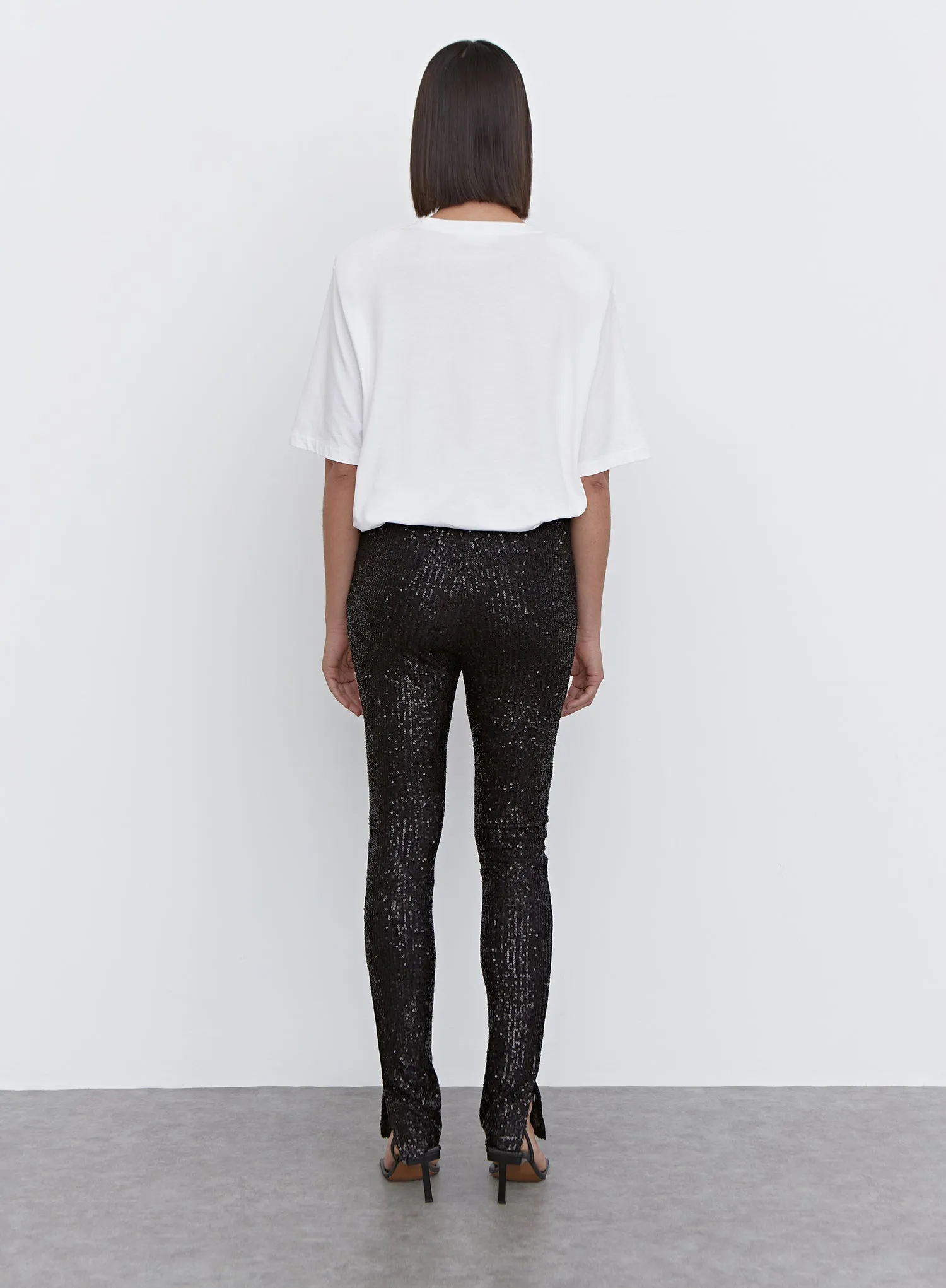 Black Sequin Split Hem Legging - Anette sold by 4th and Reckless product image thumbnail 5