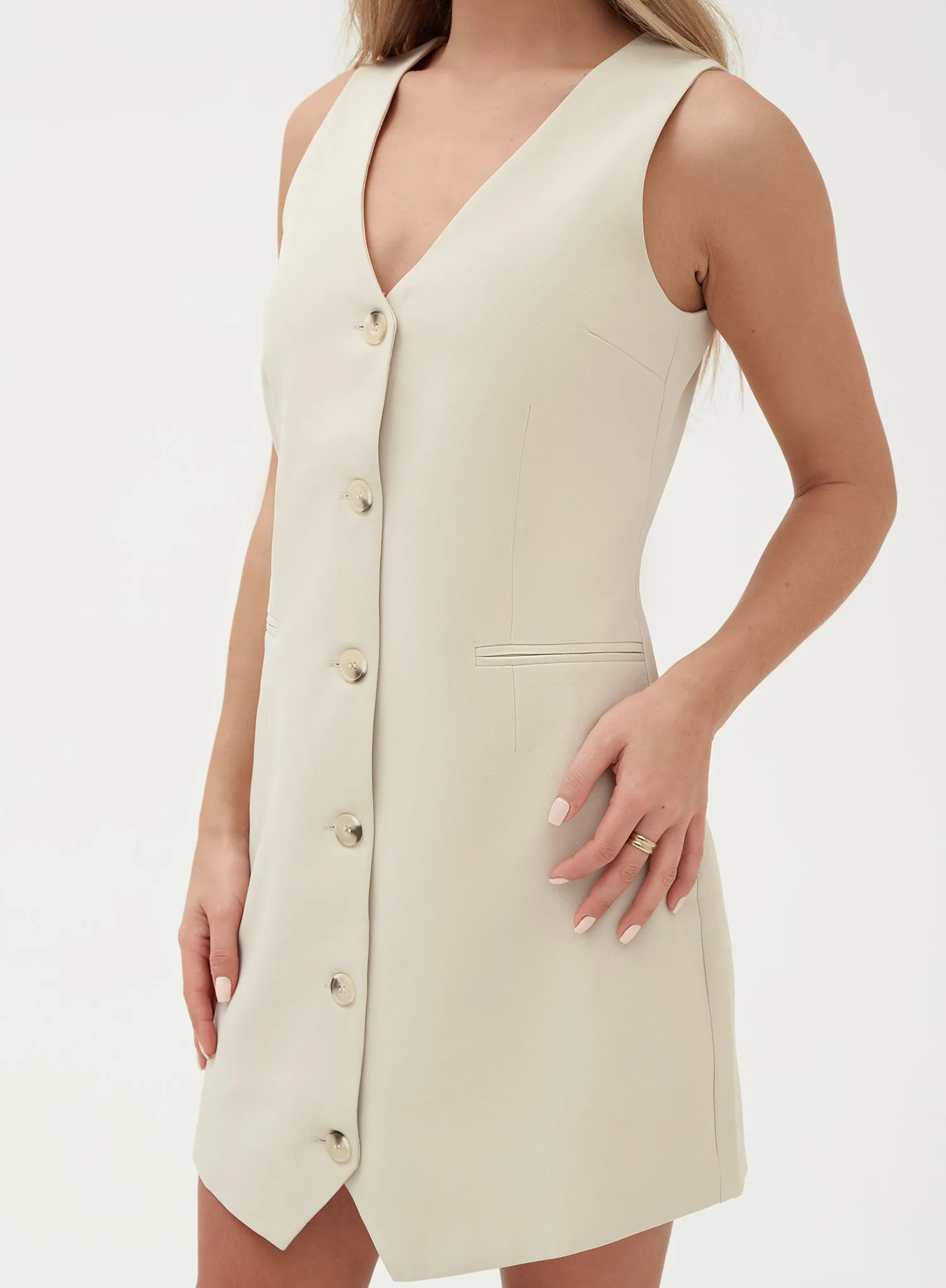 Cream Sleeveless Blazer Dress – Odette sold by 4th and Reckless product image thumbnail 3